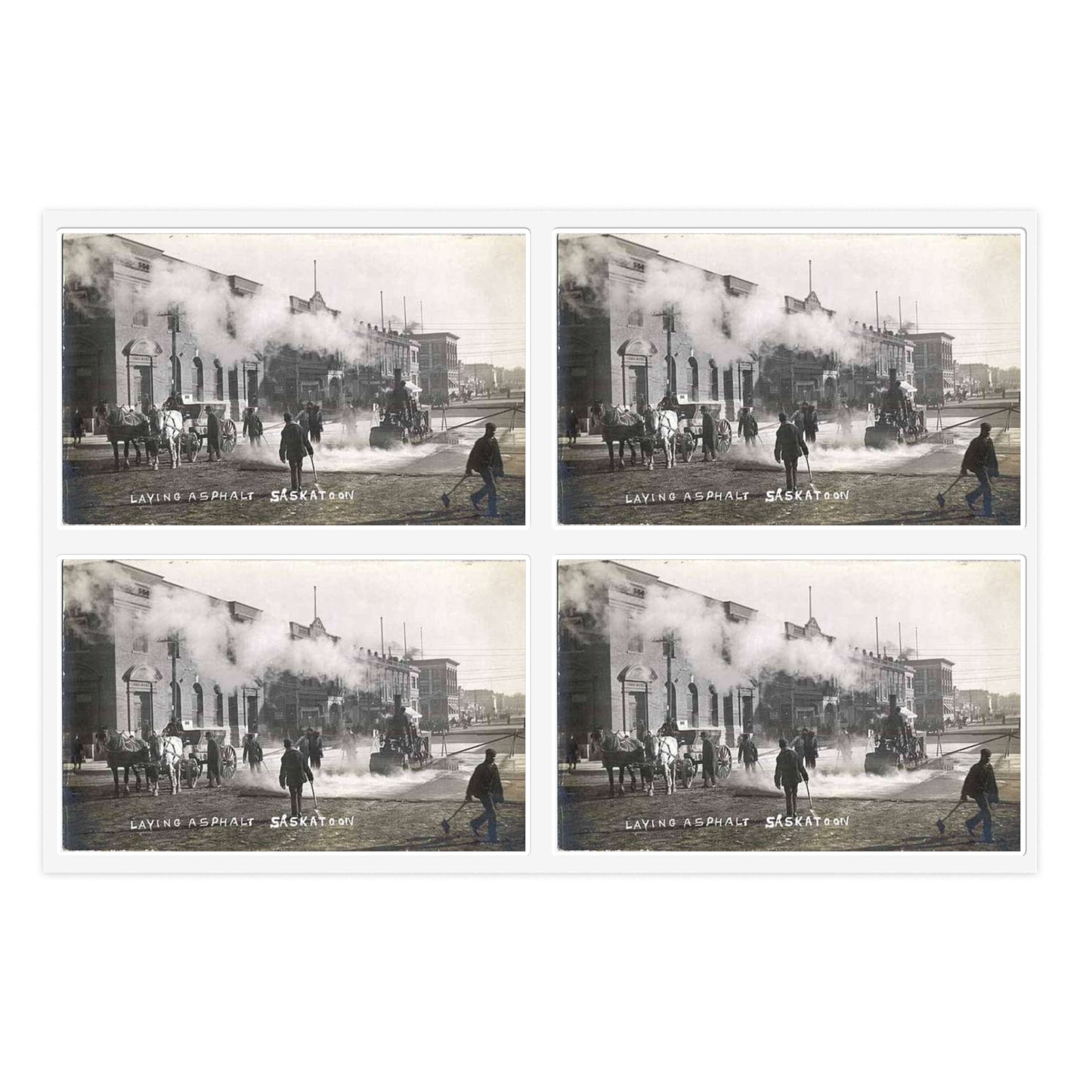Laying Asphalt, all workers and equipment in view (NBY 10449) Laminated UV Protective Vinyl Stickers