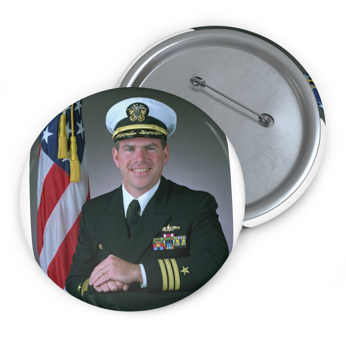 Commander Theodore J. Hoffman, USN Pin Buttons with Crisp Design
