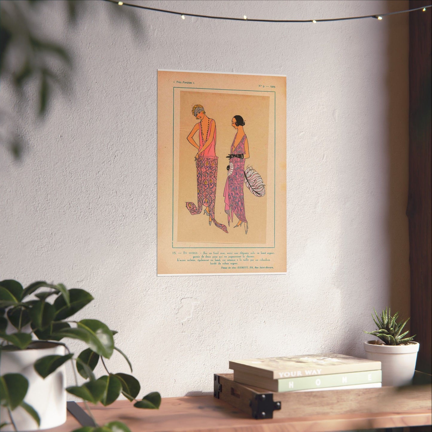 Très Parisien 1923 No 9: 15.- EN SOIRÉE. - Sur un fond rose, ... High Quality Matte Wall Art Poster for Home, Office, Classroom