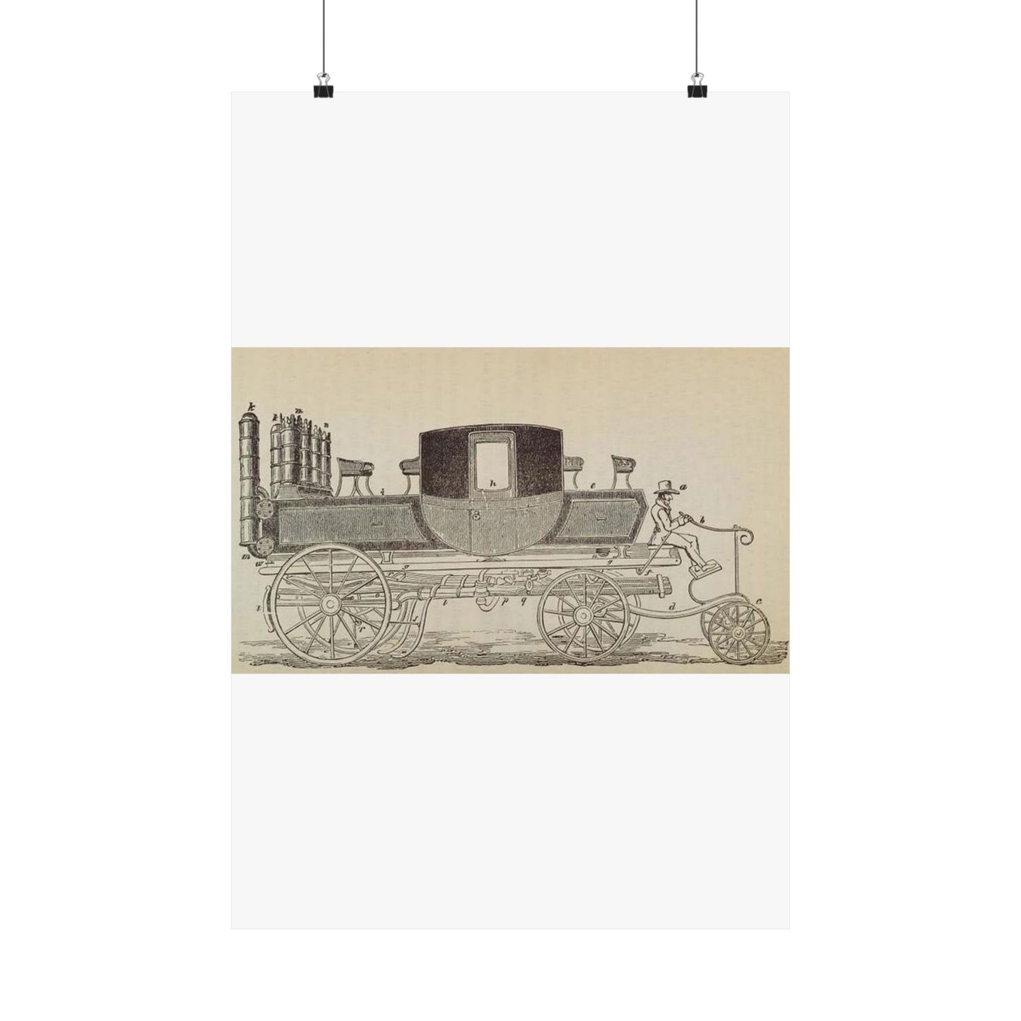 Patent Drawing of Engine - Patent steam carriage, by Mr. Goldsworthy Gurney, of Argyle Street, London, 1826 Public domain  image High Quality Matte Wall Art Poster for Home, Office, Classroom