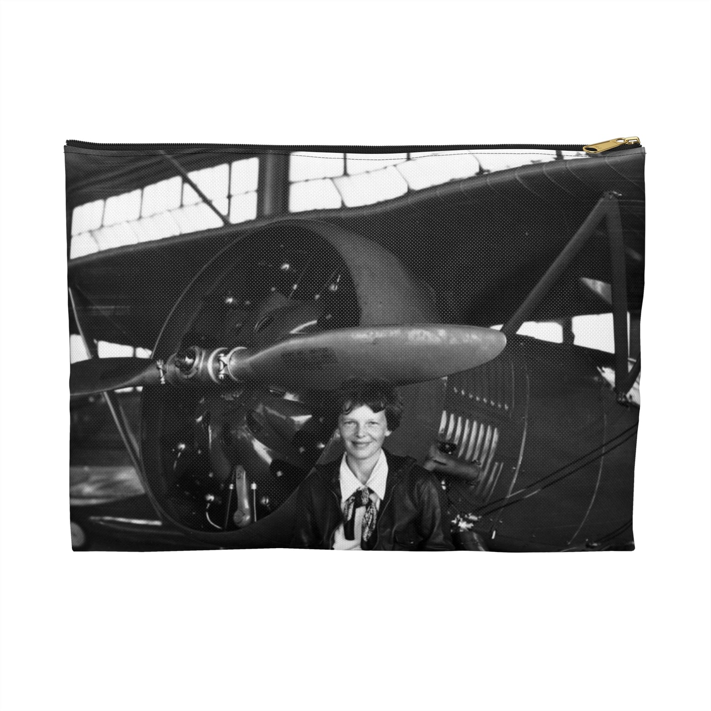 Amelia Earhart - U.S. National Archives Public Domain photograph Large Organizer Pouch with Black Zipper