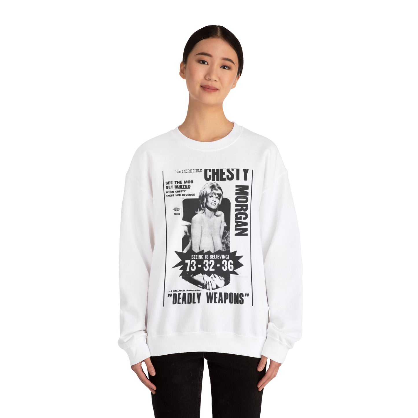 Deadly weapons poster 01 - Public domain movie poster White Heavy Blend Adult Crew Neck SweatShirt