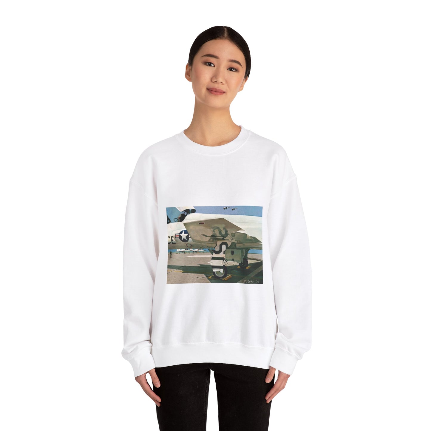 Artwork: "T-38 Flight Line, Vance AFB". Artist: David Zlotky White Heavy Blend Adult Crew Neck SweatShirt