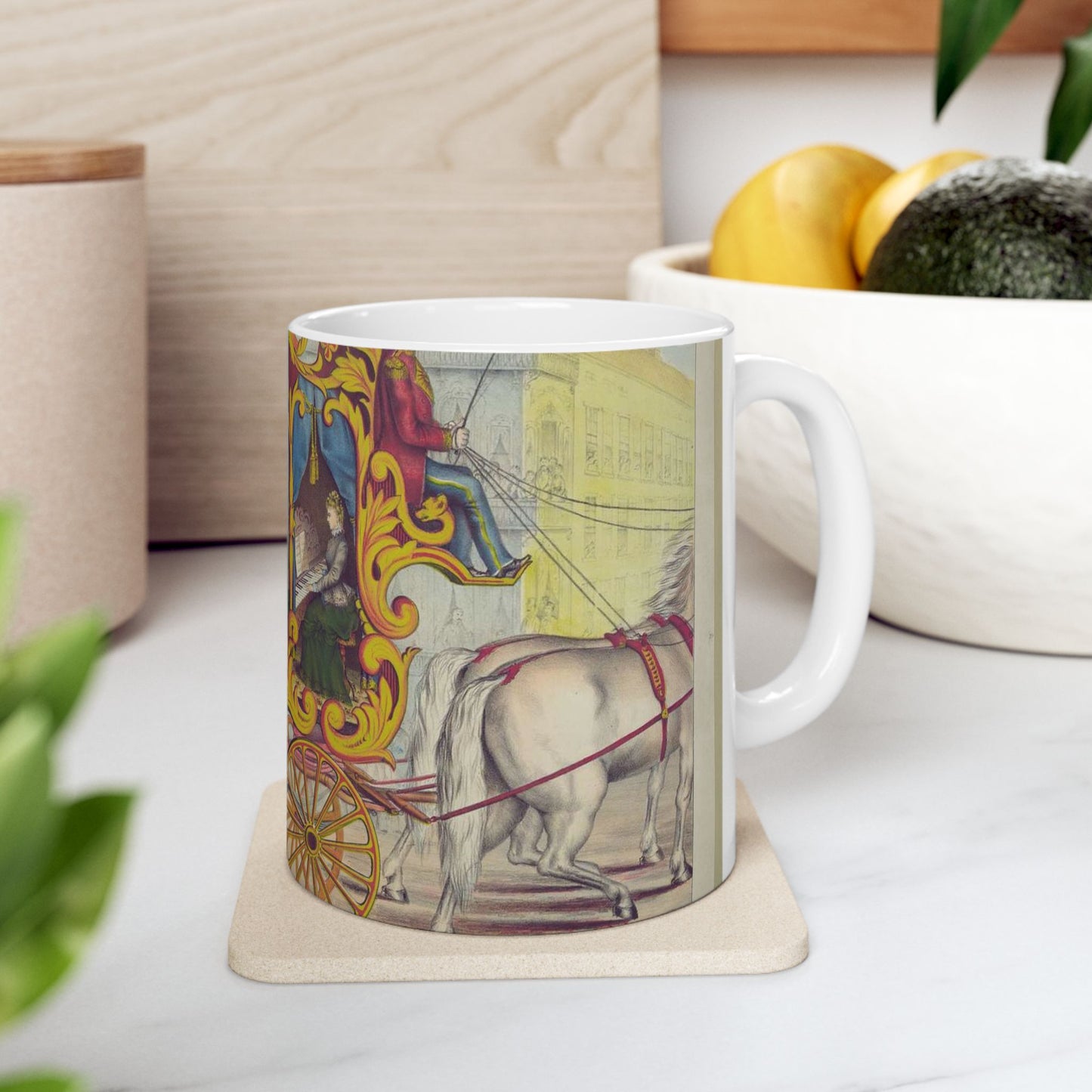 Calliope! The wonderful Operonicon or Steam Car of the Muses, as it appears in the gorgeous street pagent [sic] of the Great European Zoological Association! ... Beautiful Novelty Ceramic Coffee Mug 11oz