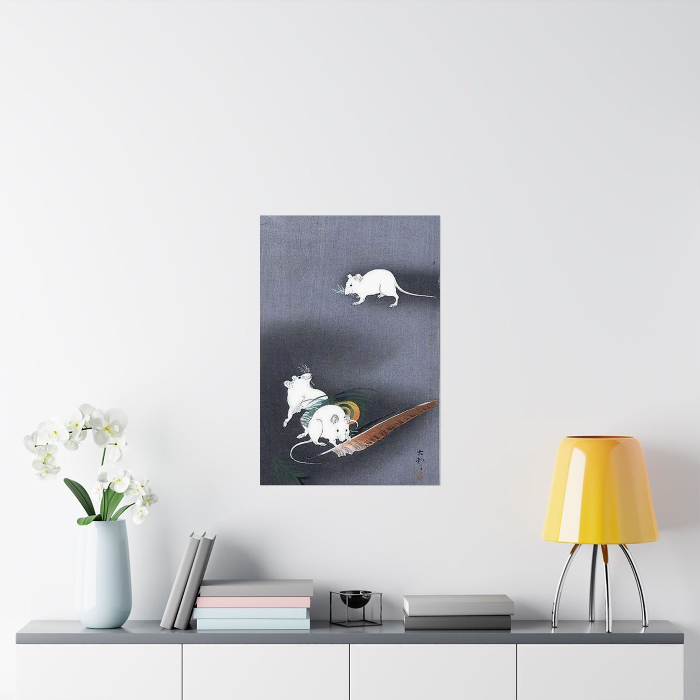 A drawing of 3 mice, Ohara Koson High Quality Matte Wall Art Poster for Home, Office, Classroom