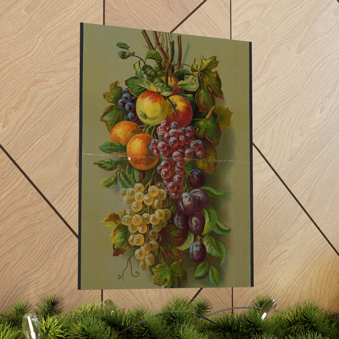 Apples, Plums & grapes, no. 8266 High Quality Matte Wall Art Poster for Home, Office, Classroom