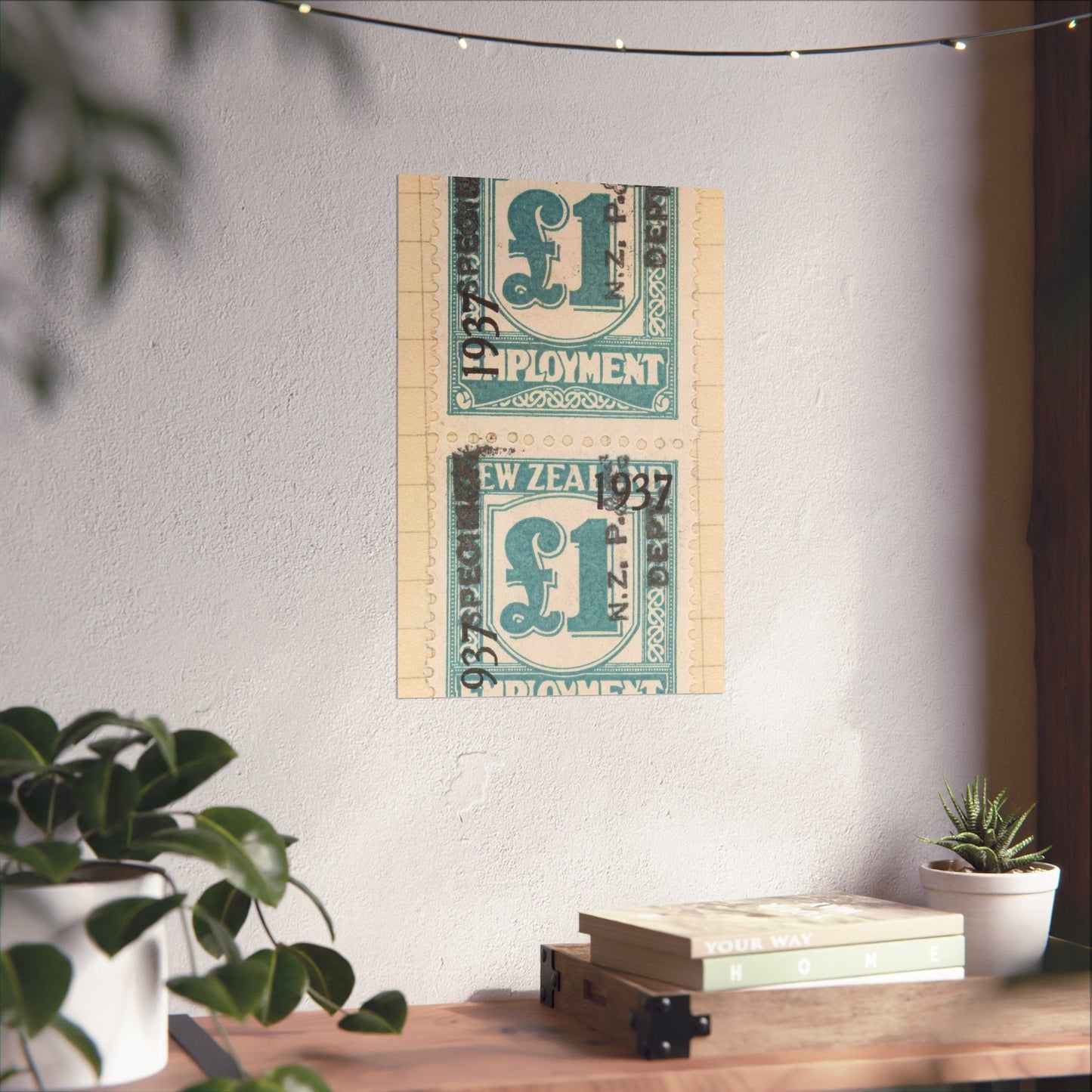 Block of one pound Unemployment Relief stamps overprinted '1937' and 'Specimen' High Quality Matte Wall Art Poster for Home, Office, Classroom