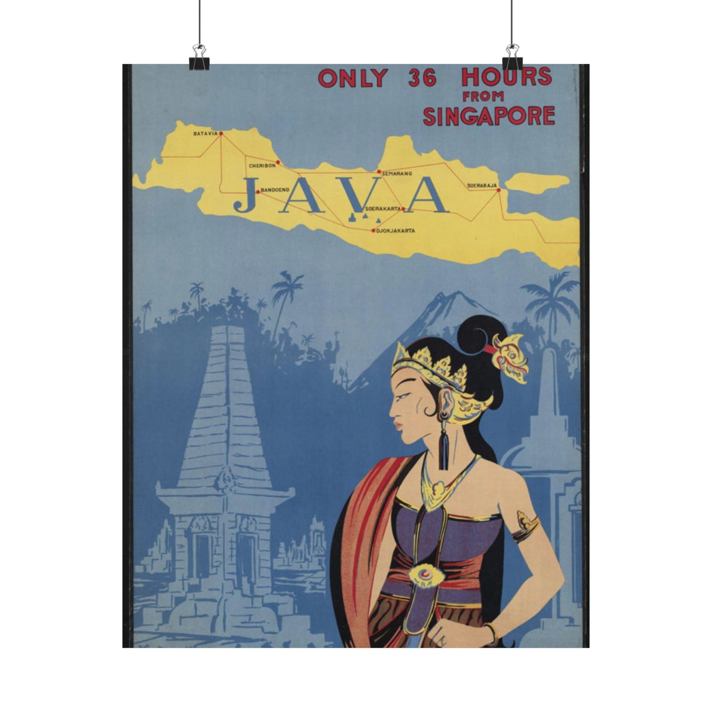 Java. Vintage Travel Poster., Art Deco Poster High Quality Matte Wall Art Poster for Home, Office, Classroom