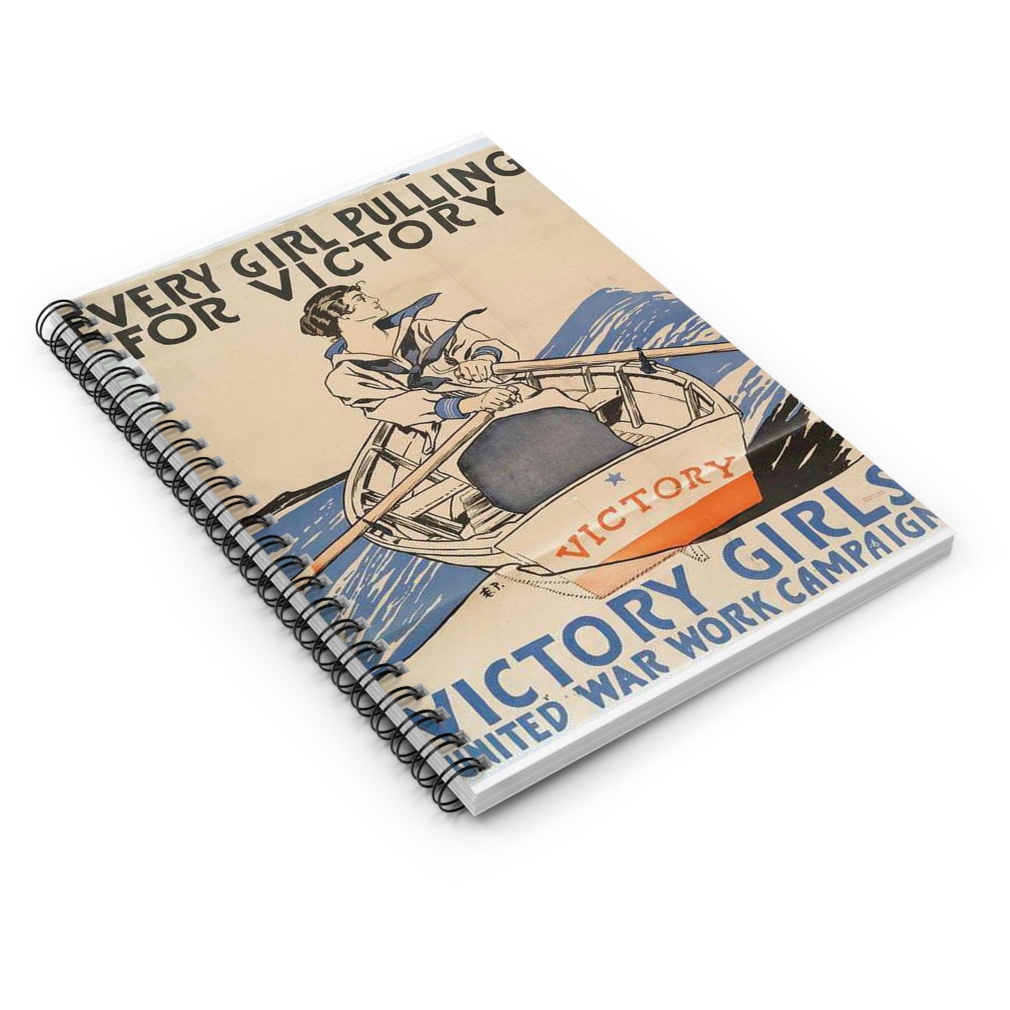 Every Girl Pulling for Victory, Victory Girls United War Work Campaign Spiral Bound Ruled Notebook with Printed Cover