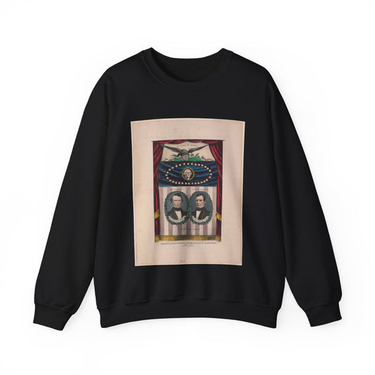 Grand, national, democratic banner - press onward - portraits from daguerreotype / lith. & pub. by N. Currier. Black Heavy Blend Adult Crew Neck SweatShirt