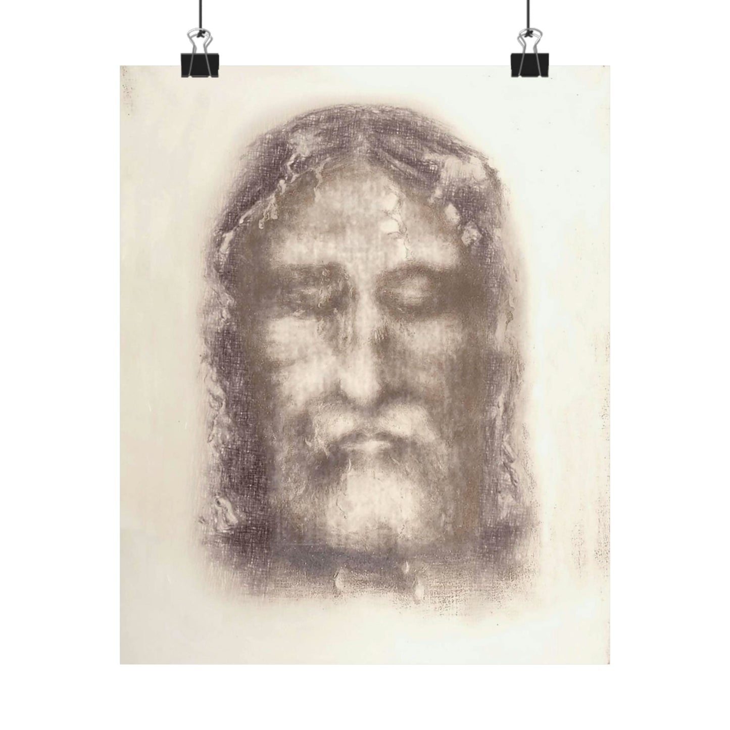 Holy Face of Jesus from Shroud of Turin (1909) High Quality Matte Wall Art Poster for Home, Office, Classroom