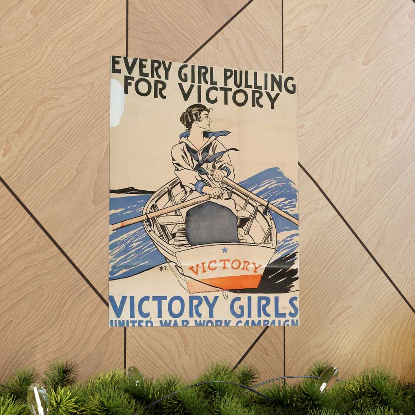 Every Girl Pulling for Victory, Victory Girls United War Work Campaign High Quality Matte Wall Art Poster for Home, Office, Classroom