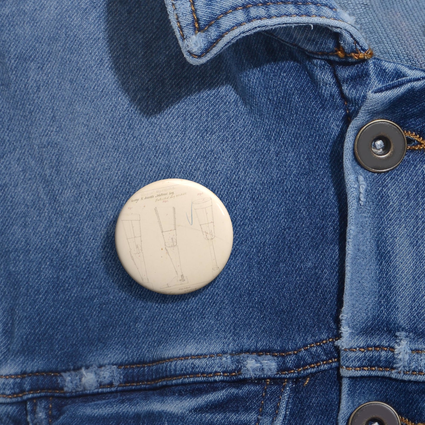 Patent drawing - Drawing of Artificial Leg Public domain  image Pin Buttons with Crisp Design