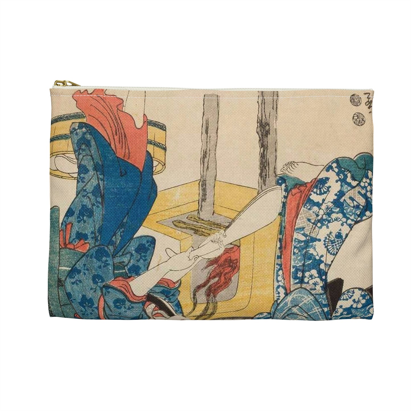 Utagawa Hiroshige I - Kobiety zajęte kokonami jedwabników; rycina z cyklu Kaiko (hodowla jedwabników) Large Organizer Pouch with Black Zipper
