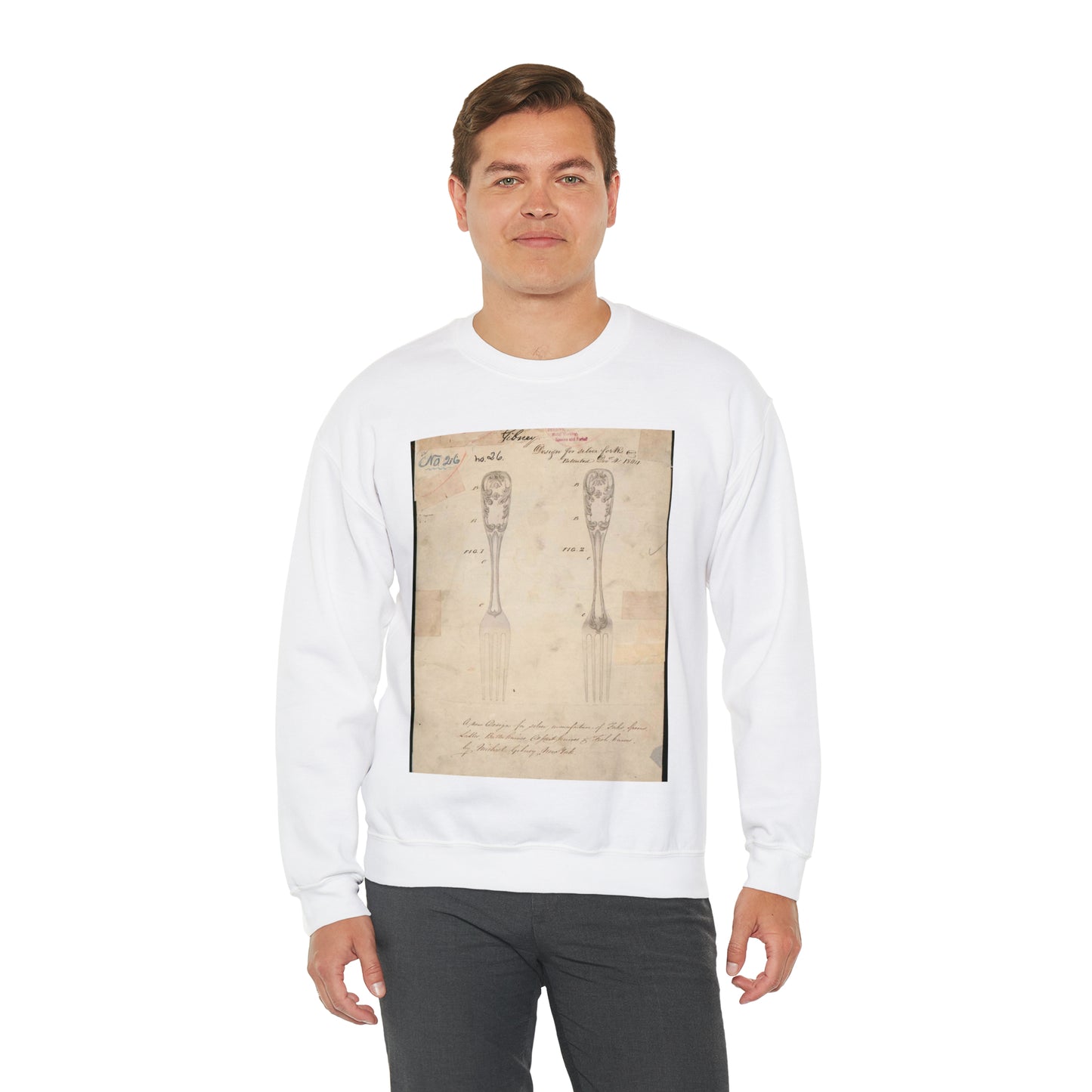 Patent drawing - Drawing of Design for Silver Forks Public domain  image White Heavy Blend Adult Crew Neck SweatShirt