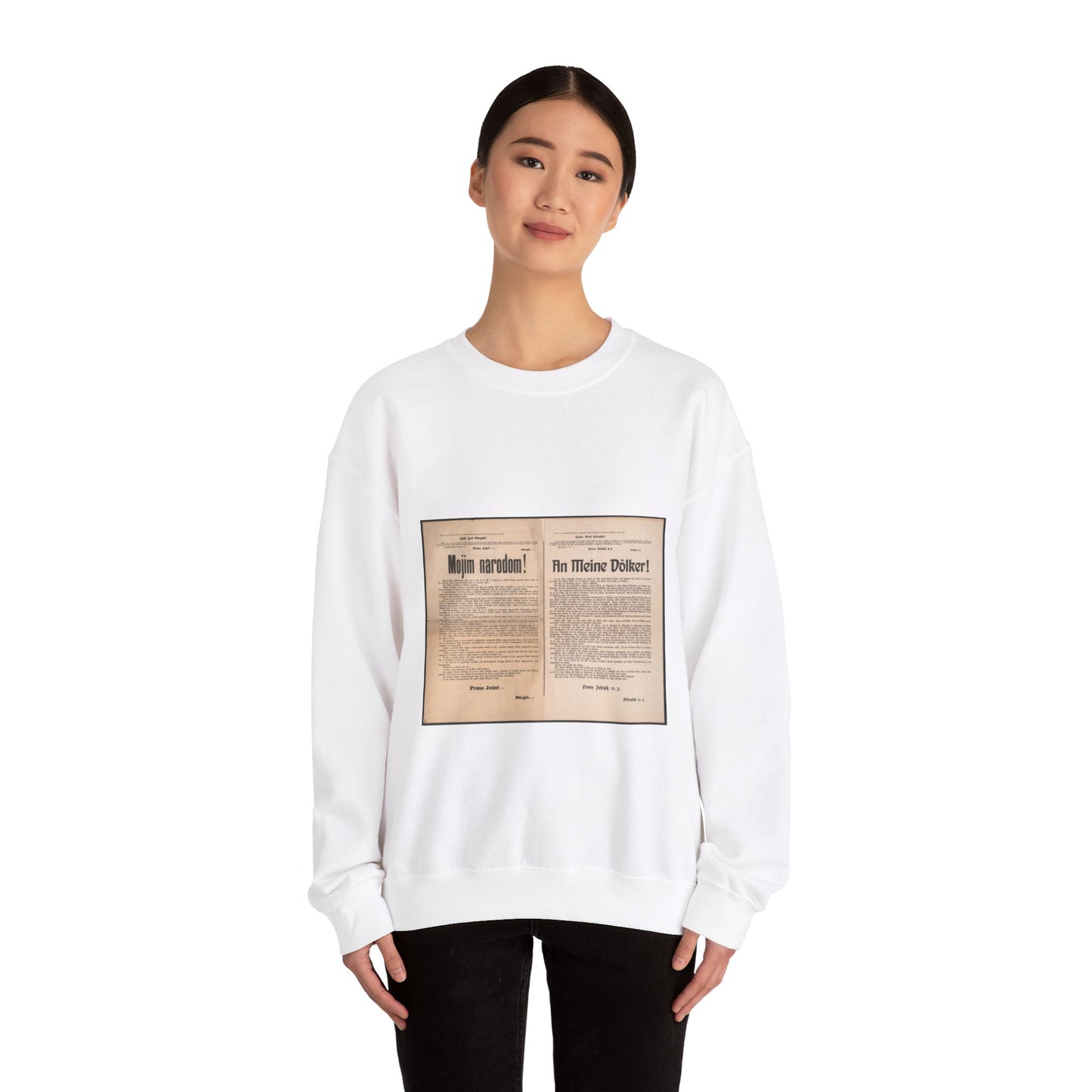 Mojim narodom! | An Meine Völker! - Schreiben von Kaiser Franz Joseph - Kriegserklärung - Mehrsprachiges Plakat White Heavy Blend Adult Crew Neck SweatShirt