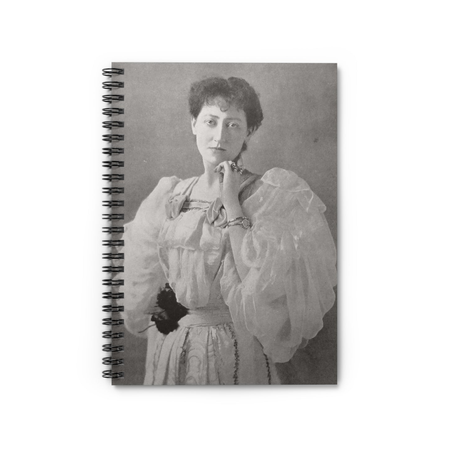 Janette Steer (7a) - A black and white photo of a woman in a dress Spiral Bound Ruled Notebook with Printed Cover