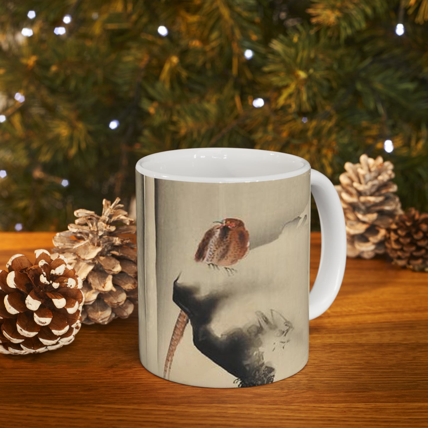 Koson - copper-pheasant-in-snow, Ohara Koson Beautiful Novelty Ceramic Coffee Mug 11oz