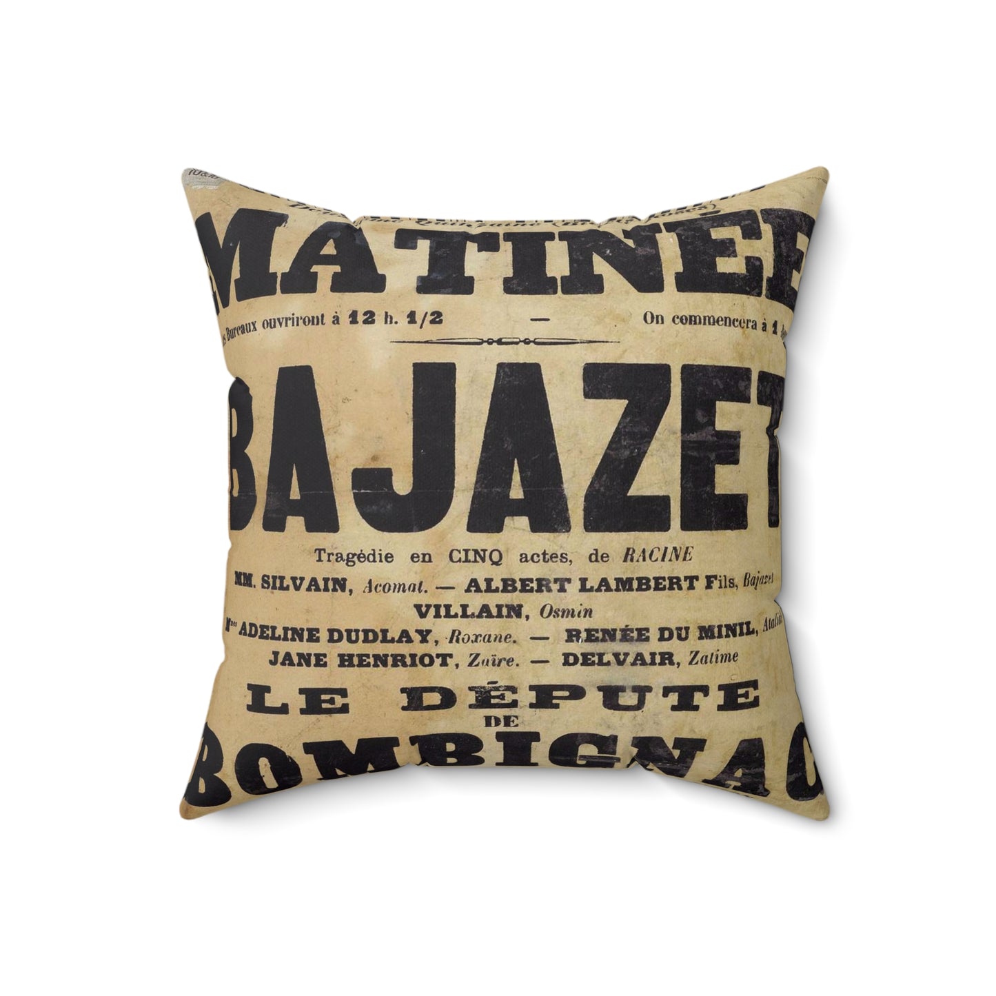 Poster of Bajazet 1900 - A poster advertising a concert in paris Decorative Accent Square Pillow