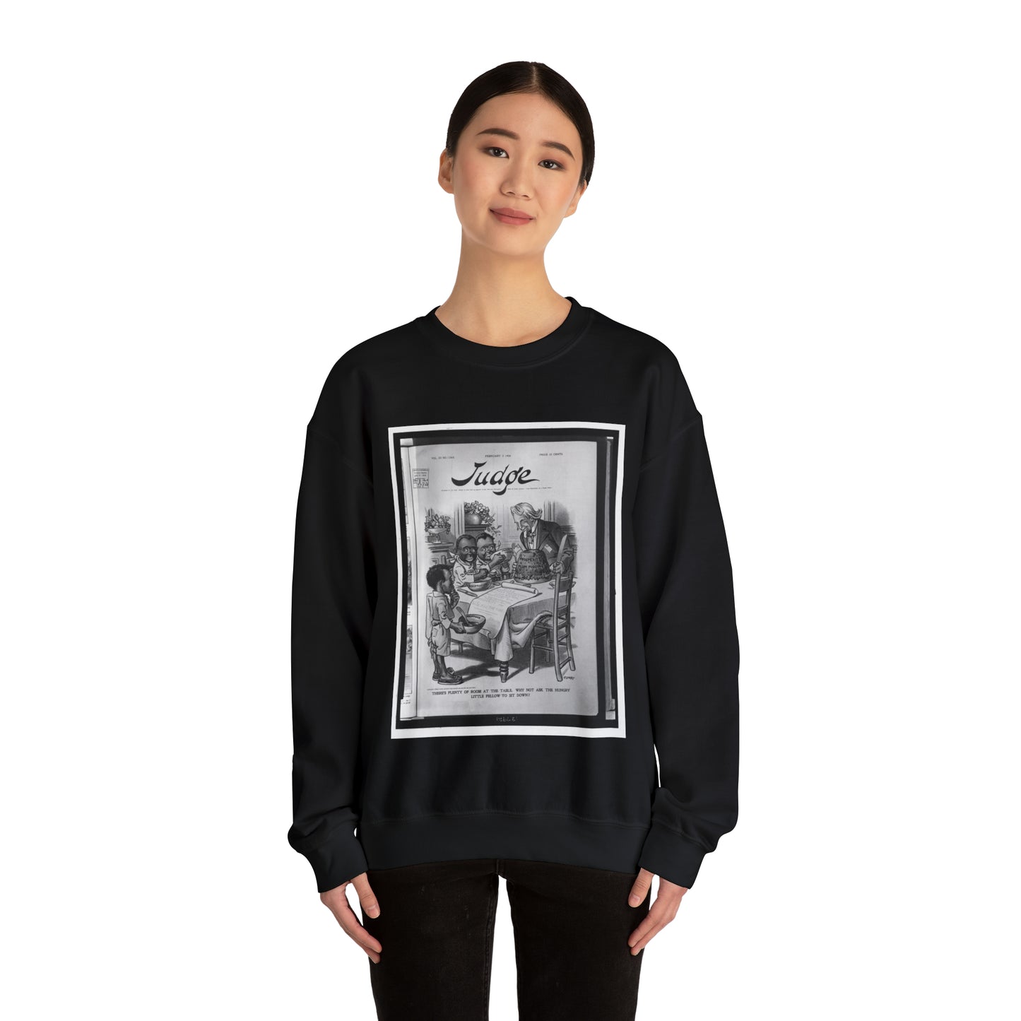 There's plenty of room at the table. Why not ask the hungry little fellow to sit down? / Flohri. Black Heavy Blend Adult Crew Neck SweatShirt