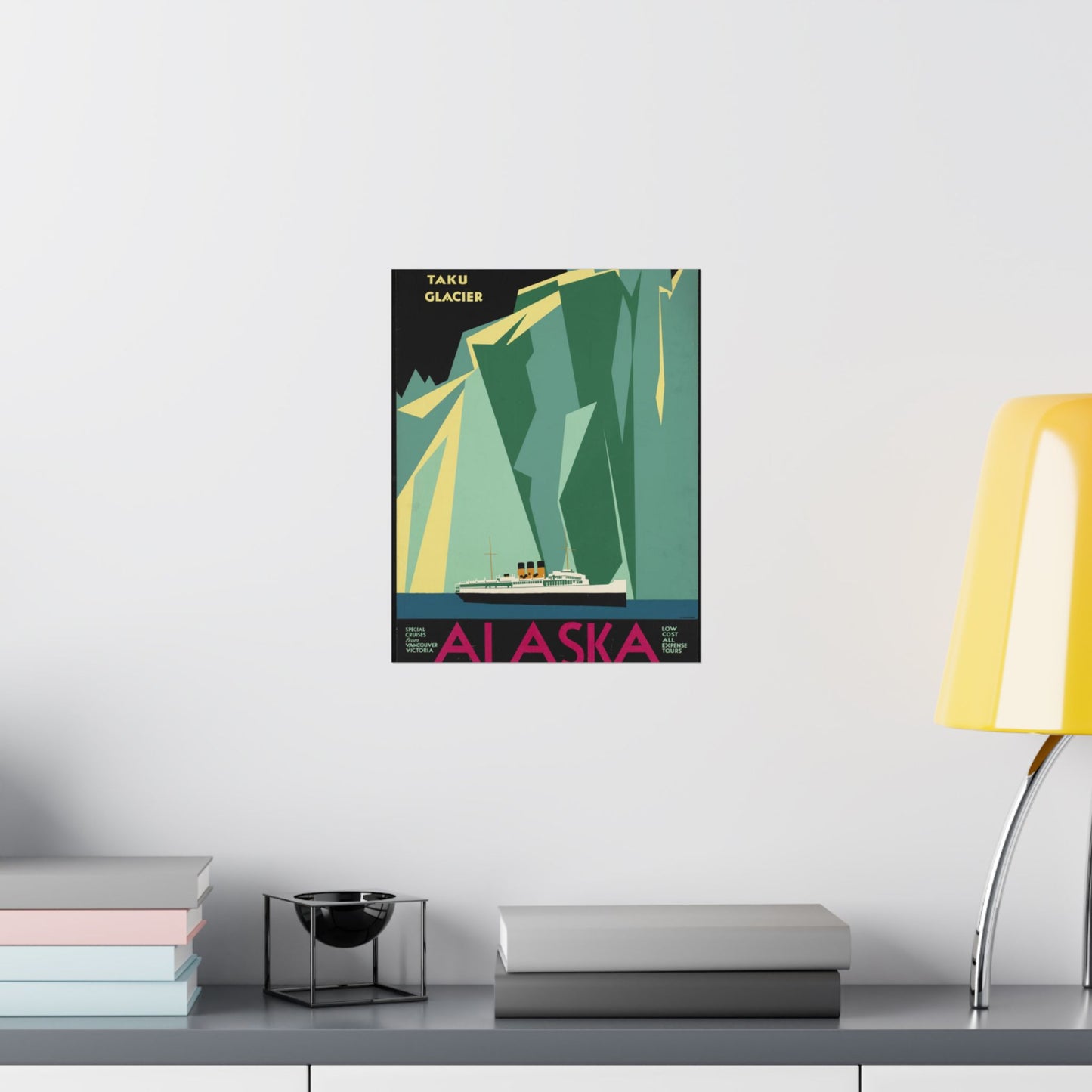 Alaska. Vintage Travel Poster., Art Deco Poster High Quality Matte Wall Art Poster for Home, Office, Classroom