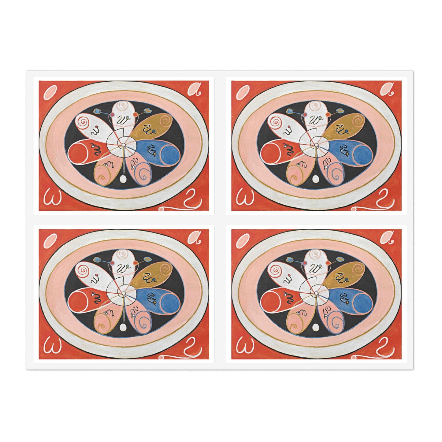 A painting of a colorful flower with writing on it Hilma af Klint - no date - Untitled Laminated UV Protective Vinyl Stickers