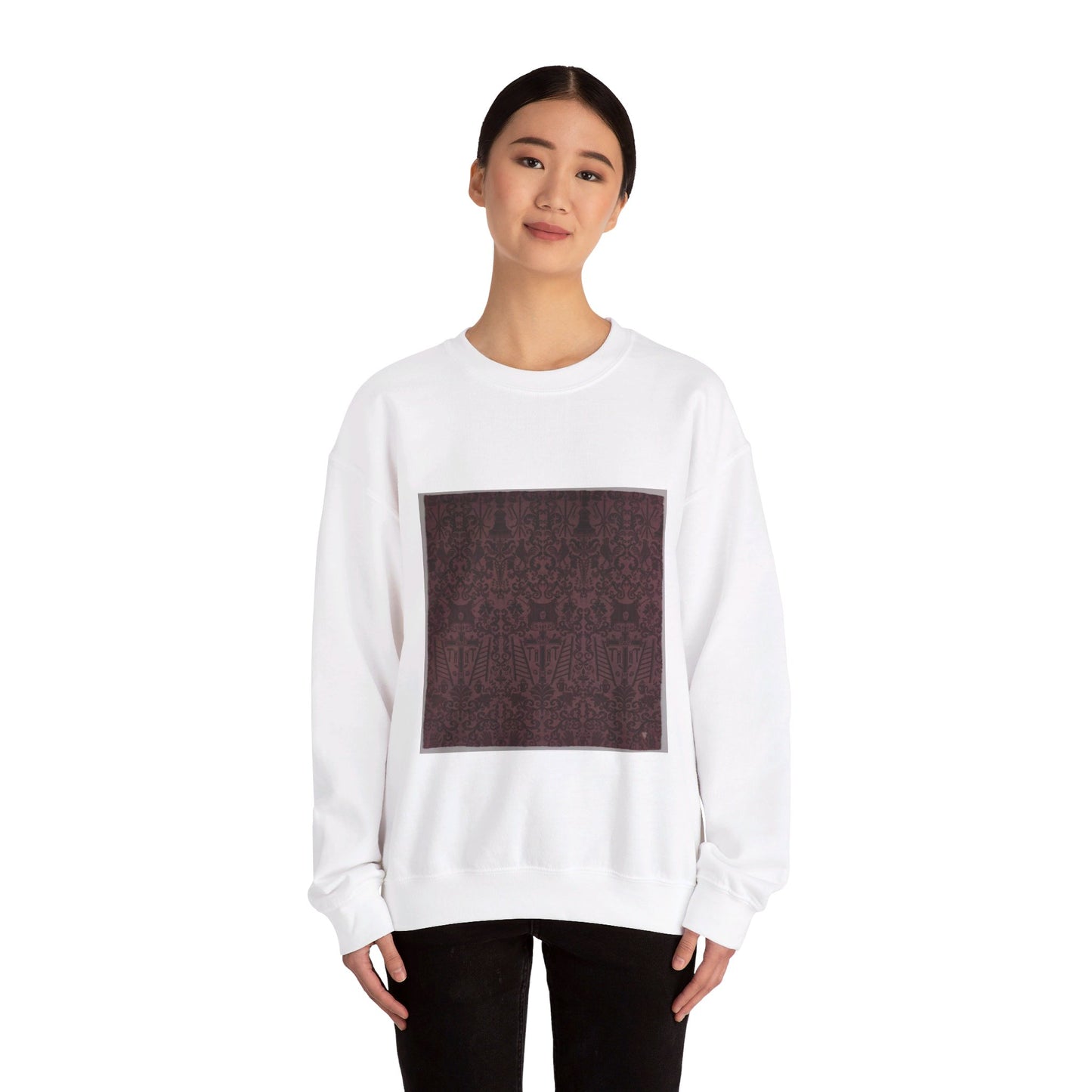 Length of velvet with Instruments of the Passion White Heavy Blend Adult Crew Neck SweatShirt