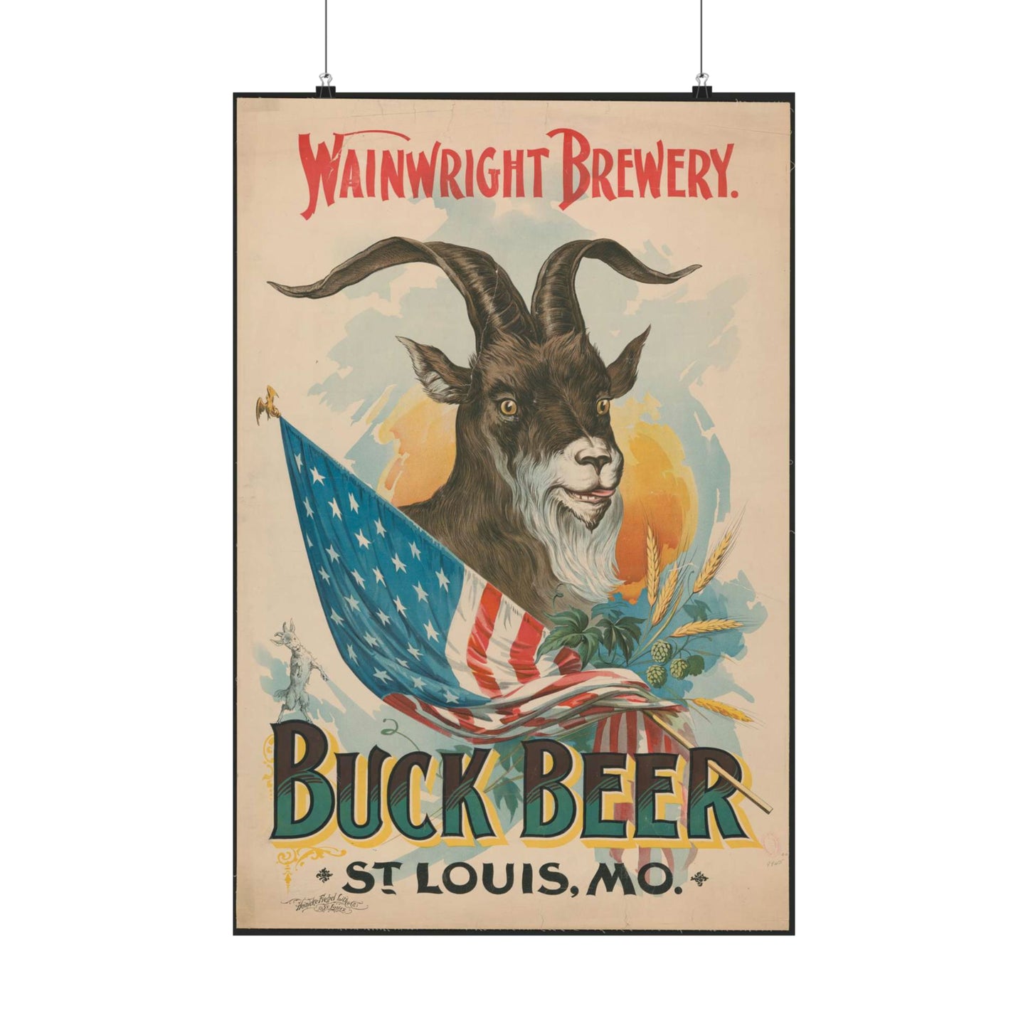 Wainwright Brewery, Buck Beer, St. Louis, MO High Quality Matte Wall Art Poster for Home, Office, Classroom