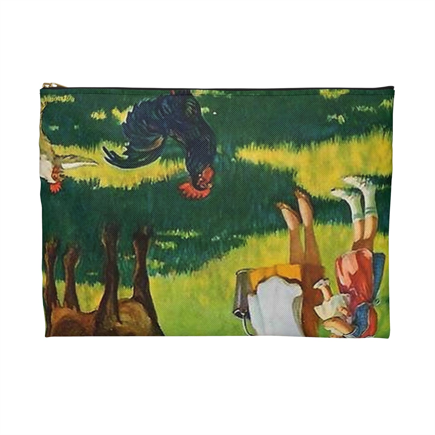 A Milking We Will Go, painting by Edward Mason Eggleston Large Organizer Pouch with Black Zipper