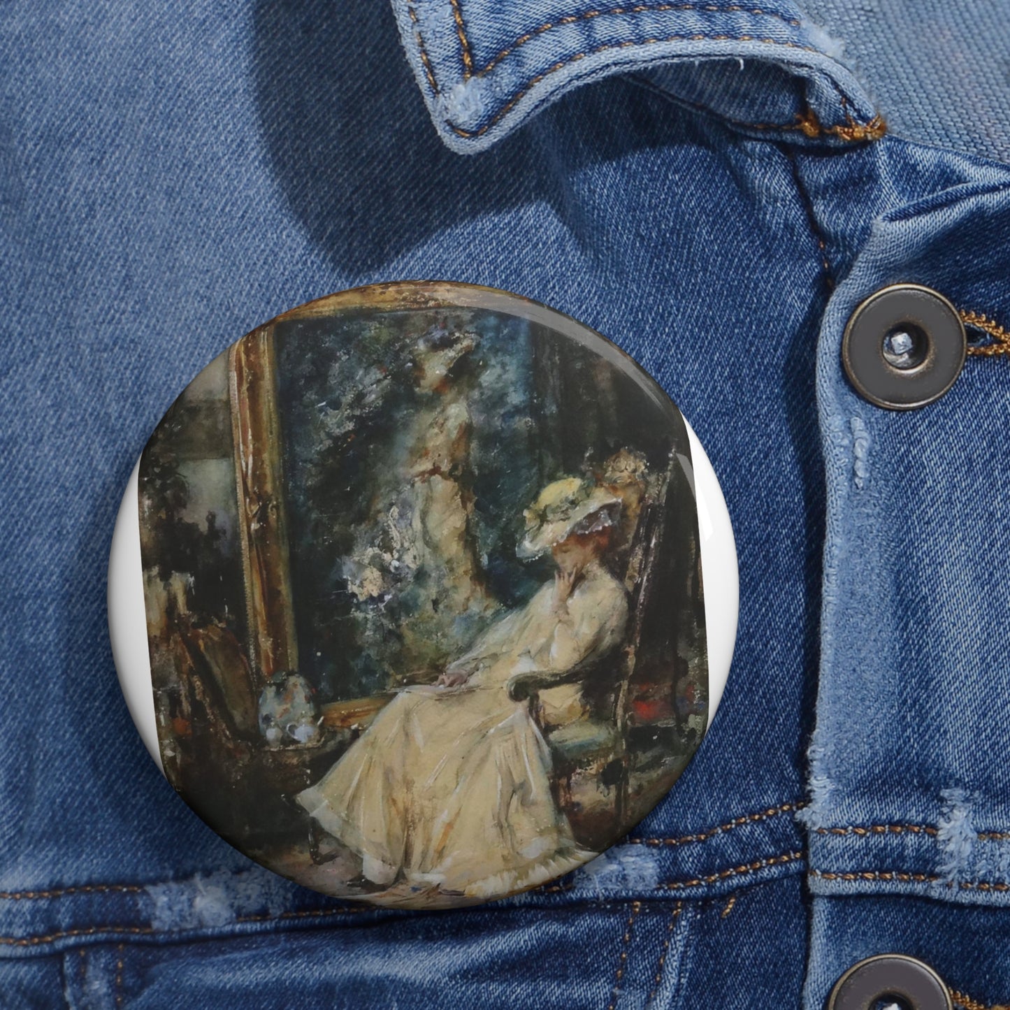 Elegante vrouw in atelier door Albert Roelofs Pin Buttons with Crisp Design