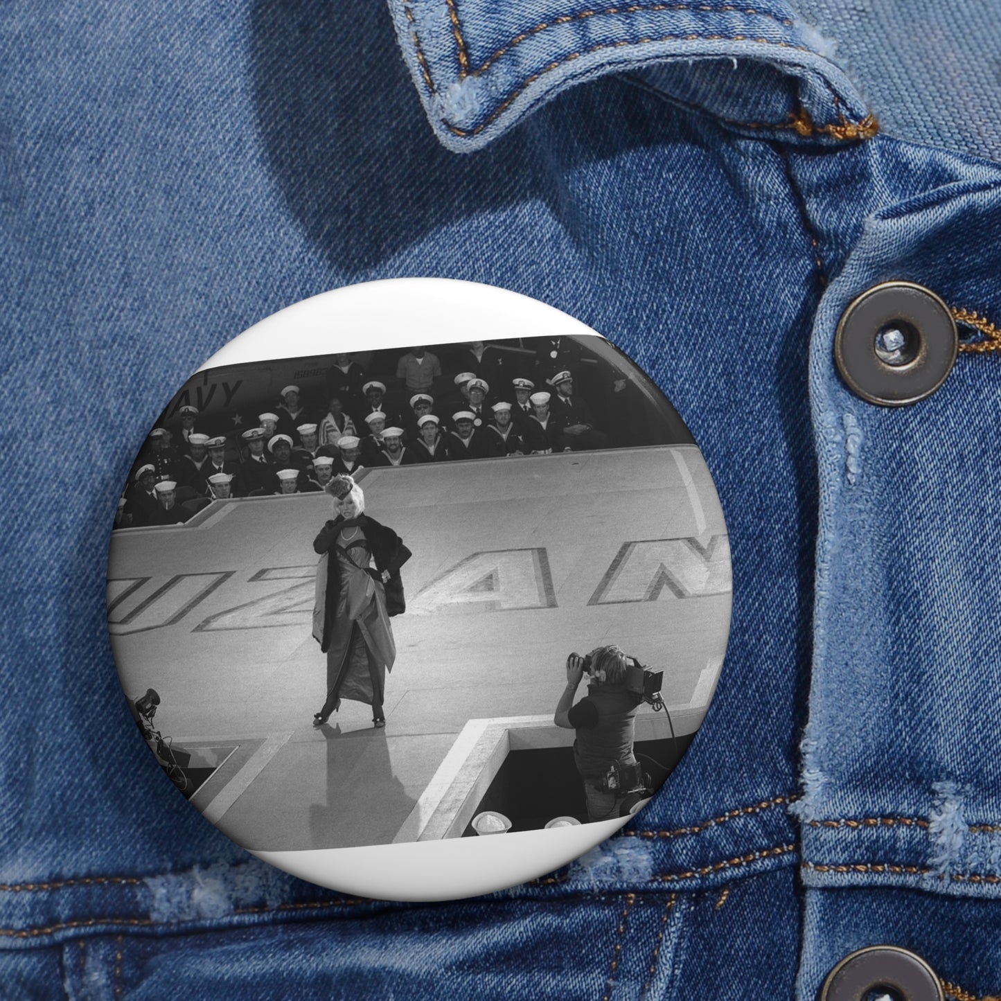 Suzanne Somers performs for the crew of the aircraft carrier USS RANGER (CV-61) Pin Buttons with Crisp Design