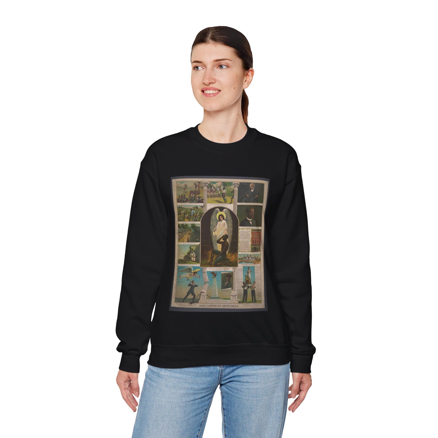 Afro-American Monument - Print, Library of Congress collection Black Heavy Blend Adult Crew Neck SweatShirt