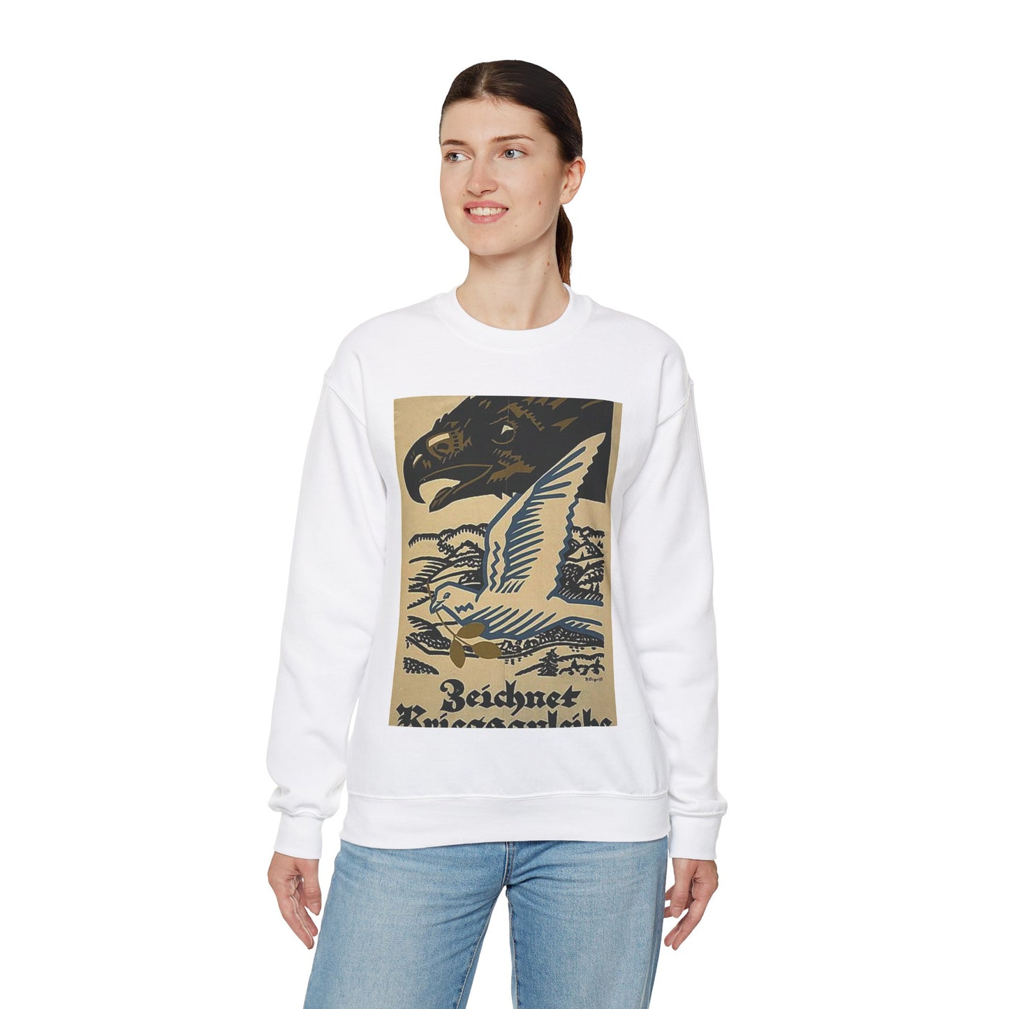 WWIposter12 - Art Deco public domain image White Heavy Blend Adult Crew Neck SweatShirt