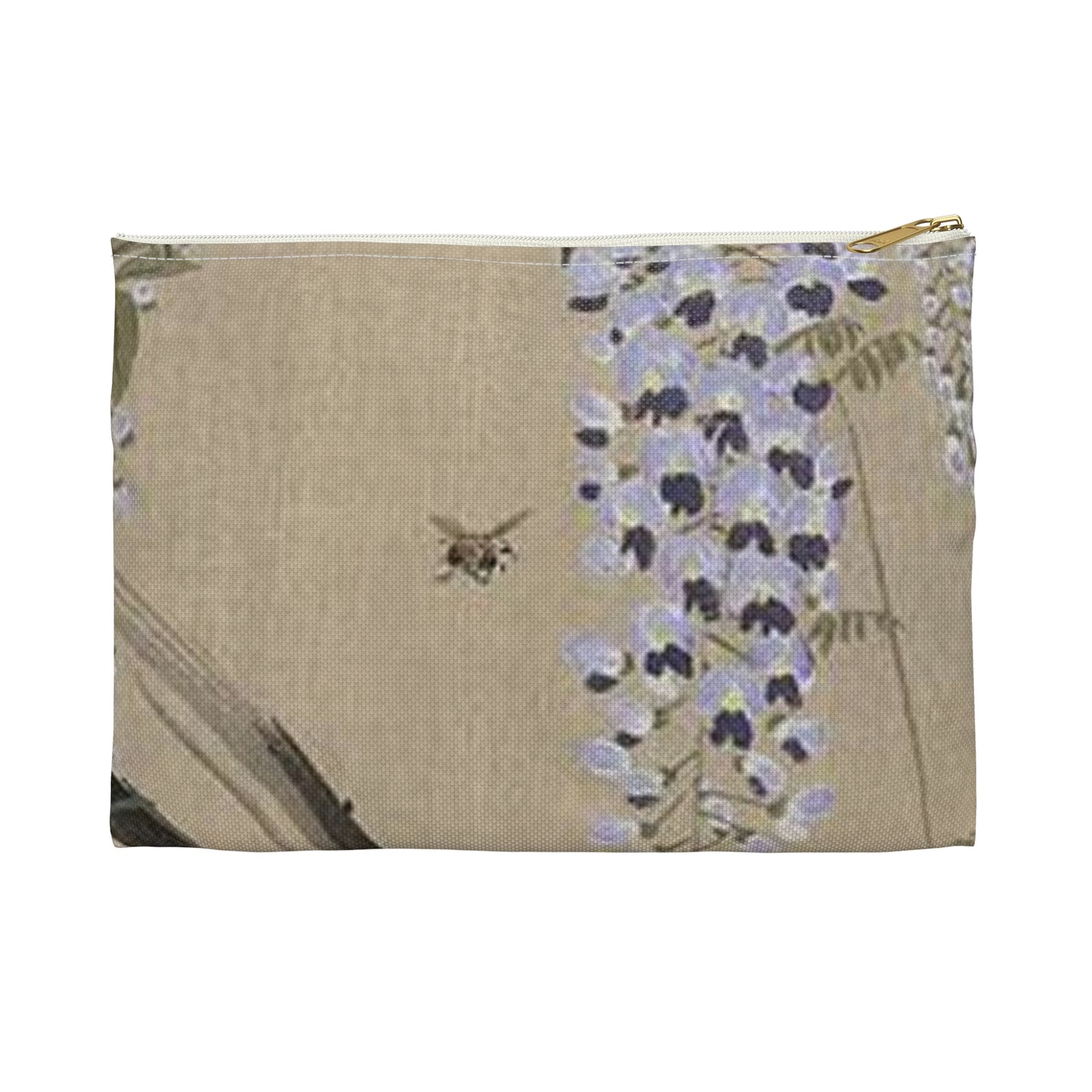 Koson - wisteria-and-bee, Ohara Koson Large Organizer Pouch with Black Zipper