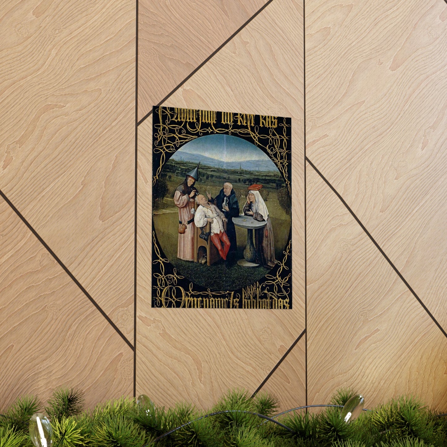 Hieronymus Bosch 053 - A painting of a group of people sitting around a table High Quality Matte Wall Art Poster for Home, Office, Classroom