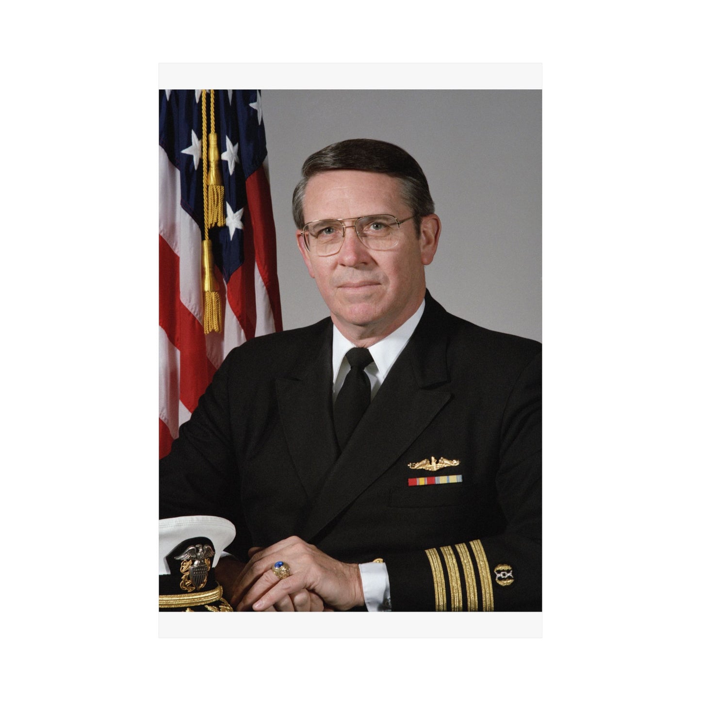 Portrait:  US Navy (USN) Captain (CAPT) Charles A. Hougland (uncovered) High Quality Matte Wall Art Poster for Home, Office, Classroom