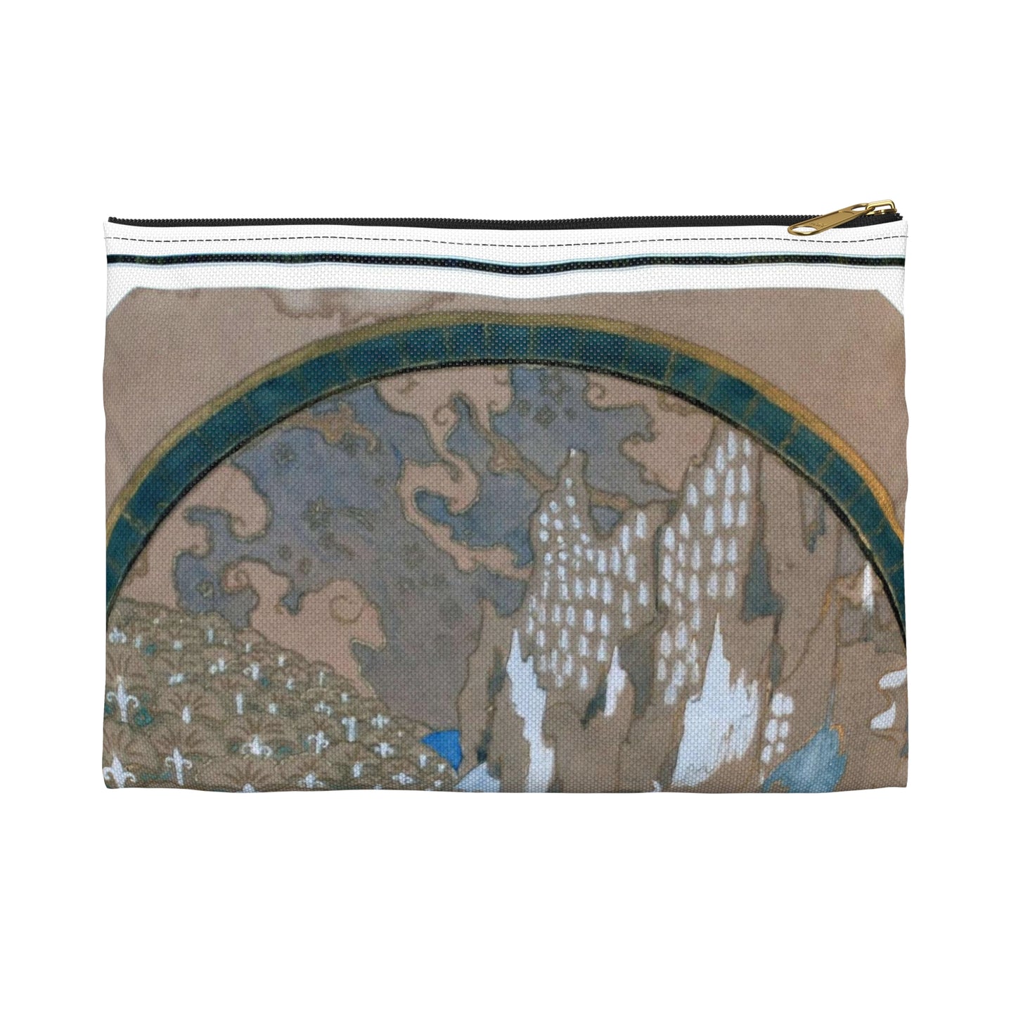 EliseuVisconti-A838-Paisagem rochosa estilizada – Email cloisonné – Estudo para Marchetaria Large Organizer Pouch with Black Zipper