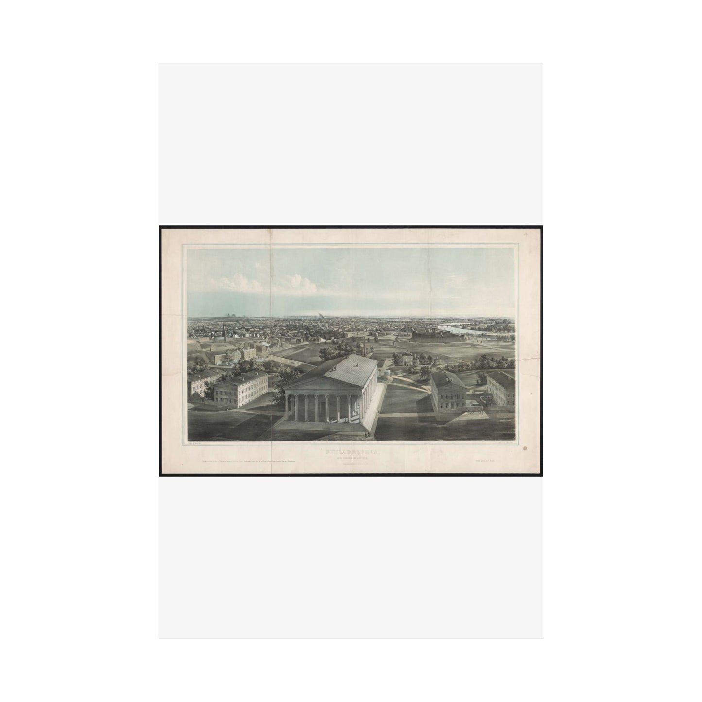 Philadelphia, from Girard College-1850 / J. W. Hill & Smith, del. ;  lith. par B. F. Smith Jr. ; printed in tints by F. Michelin. High Quality Matte Wall Art Poster for Home, Office, Classroom