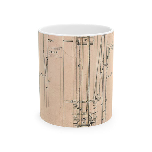 Patent drawing - Elisha Otis's Elevator Public domain  image Beautiful Novelty Ceramic Coffee Mug 11oz