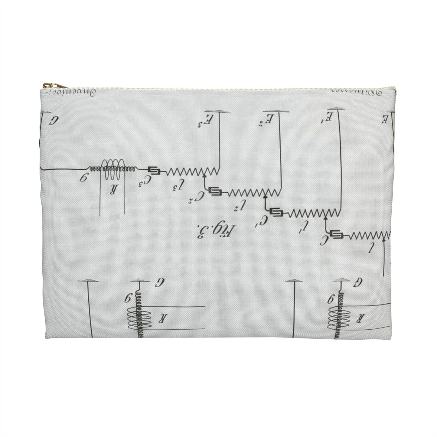 Patent drawing - for G. Marconi's Wireless Telegraphy Public domain  image Large Organizer Pouch with Black Zipper