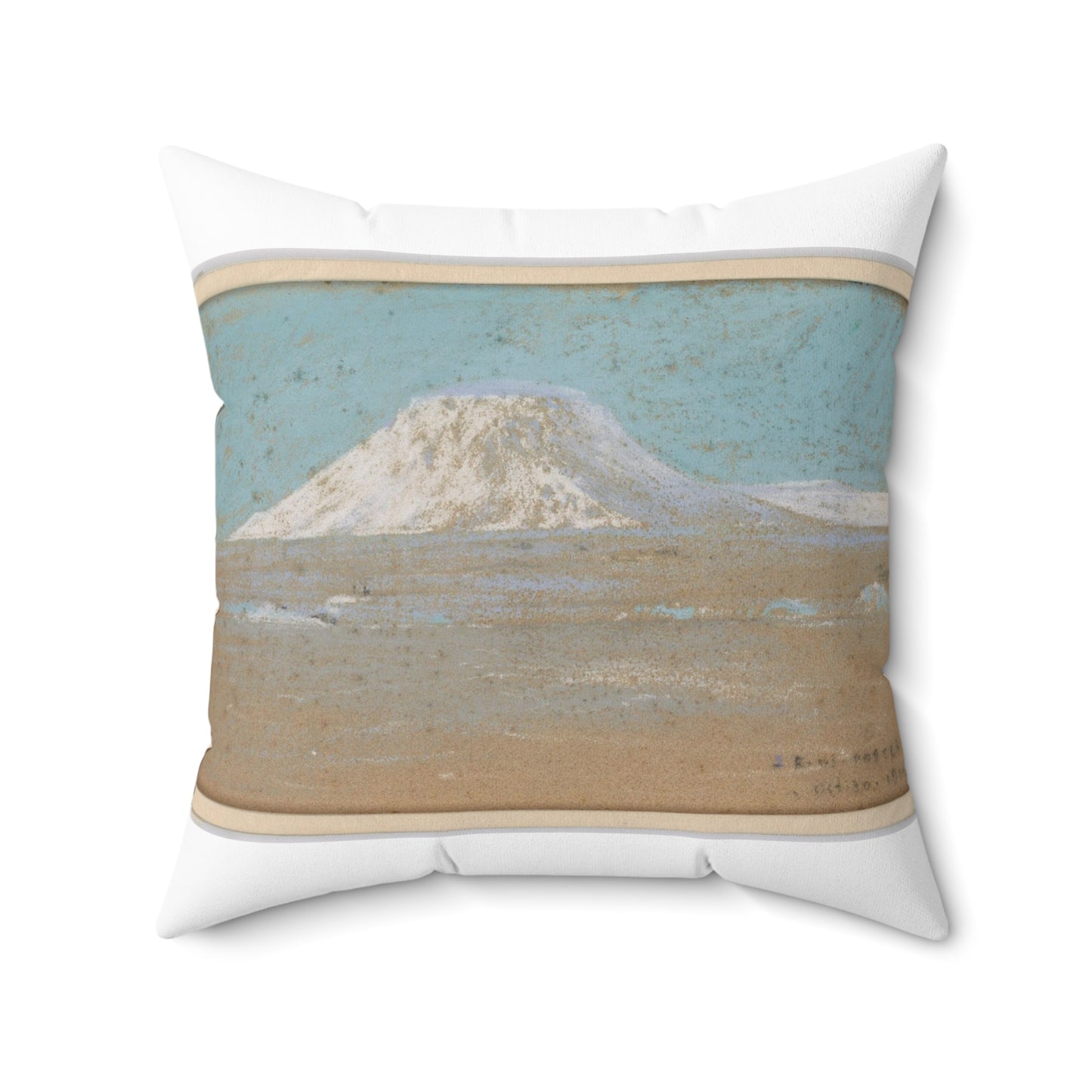 Sketch of a Mountain Rising from a Glacier Decorative Accent Square Pillow