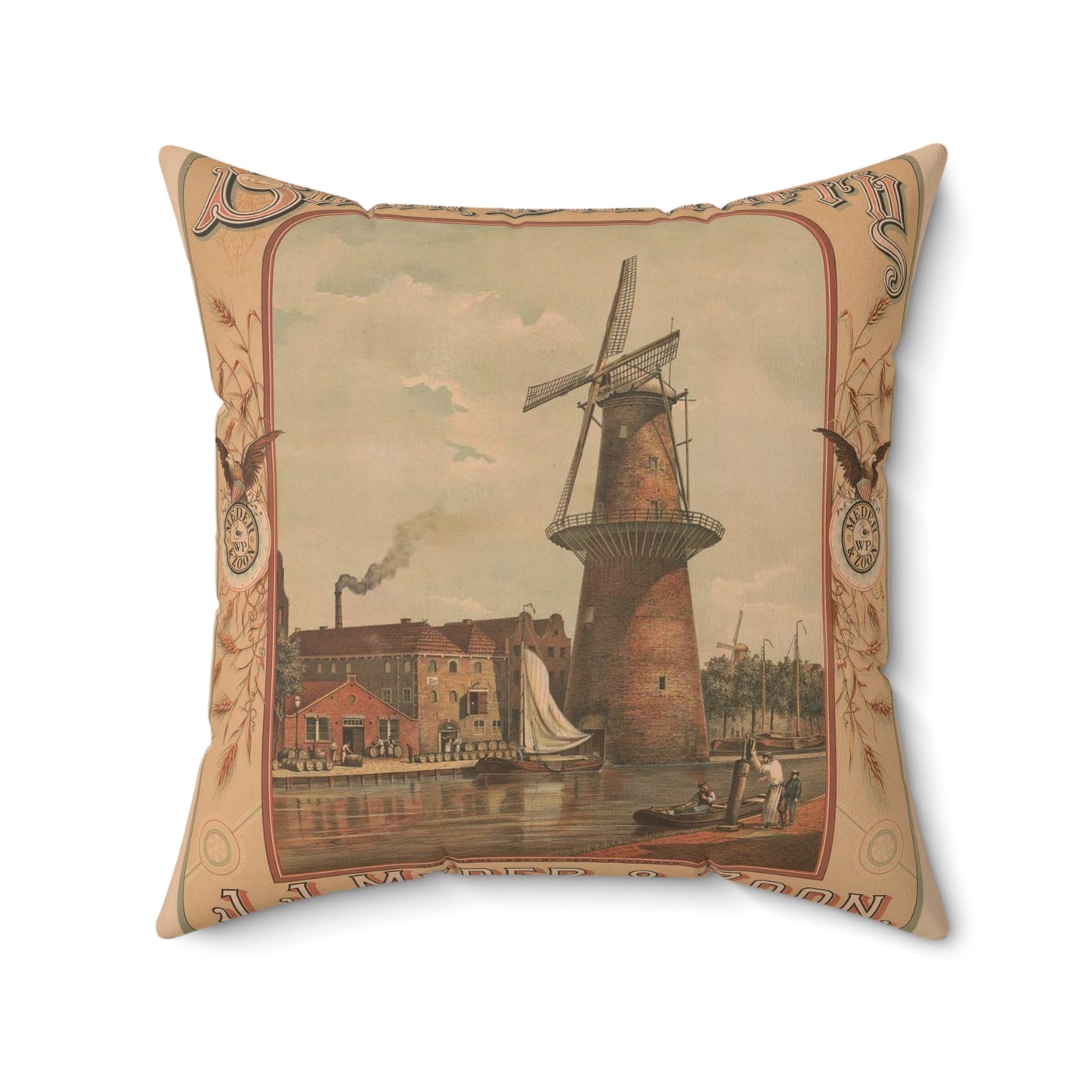 Swan Distillery, J.J. Meder & Zoon, Schiedam Decorative Accent Square Pillow