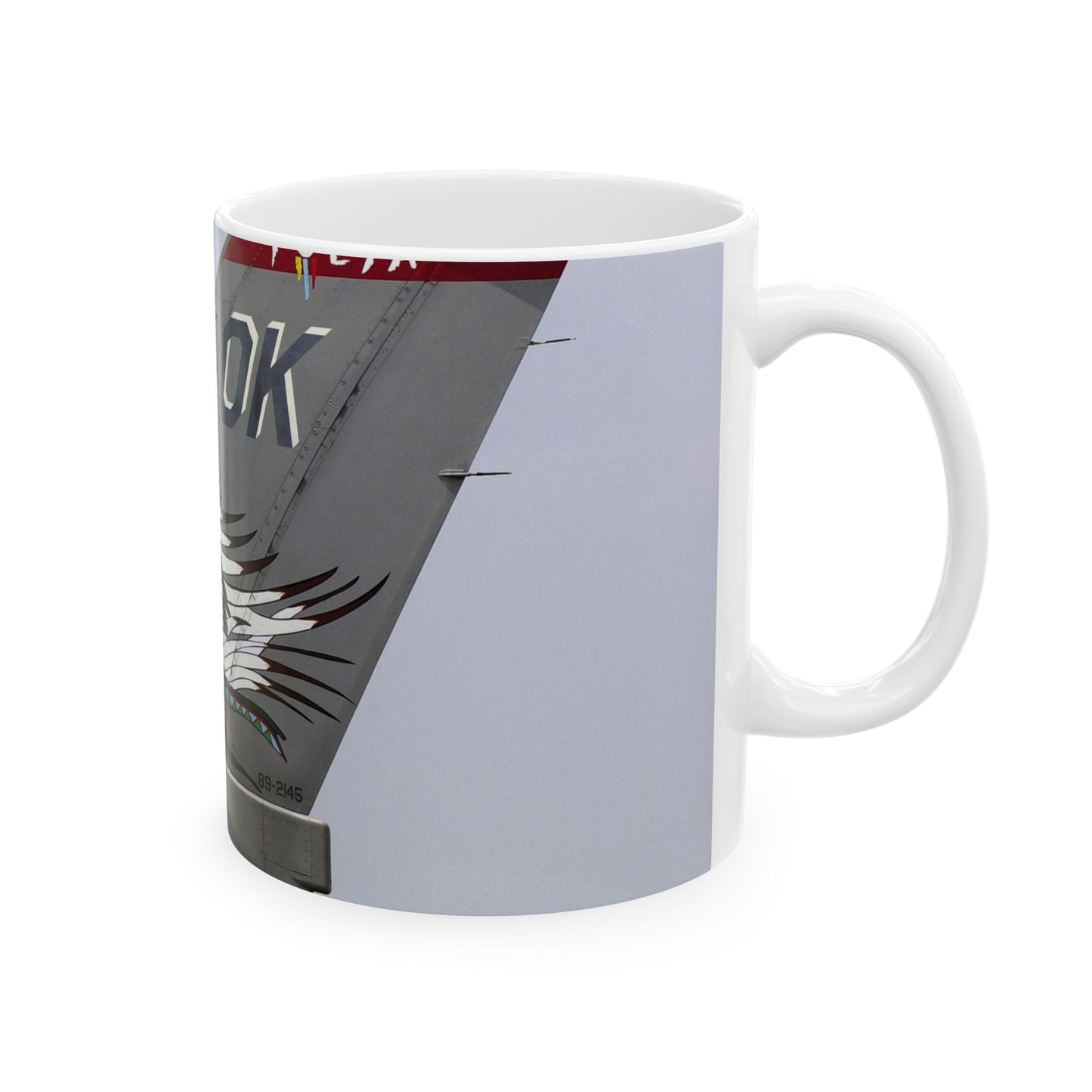 The tail flash of a F-16 Fighting Falcon aircraft from the 125th Fighter Squadron (FS), 138th Fighter Wing (FW), Oklahoma (OK), Air National Guard (ANG) Beautiful Novelty Ceramic Coffee Mug 11oz