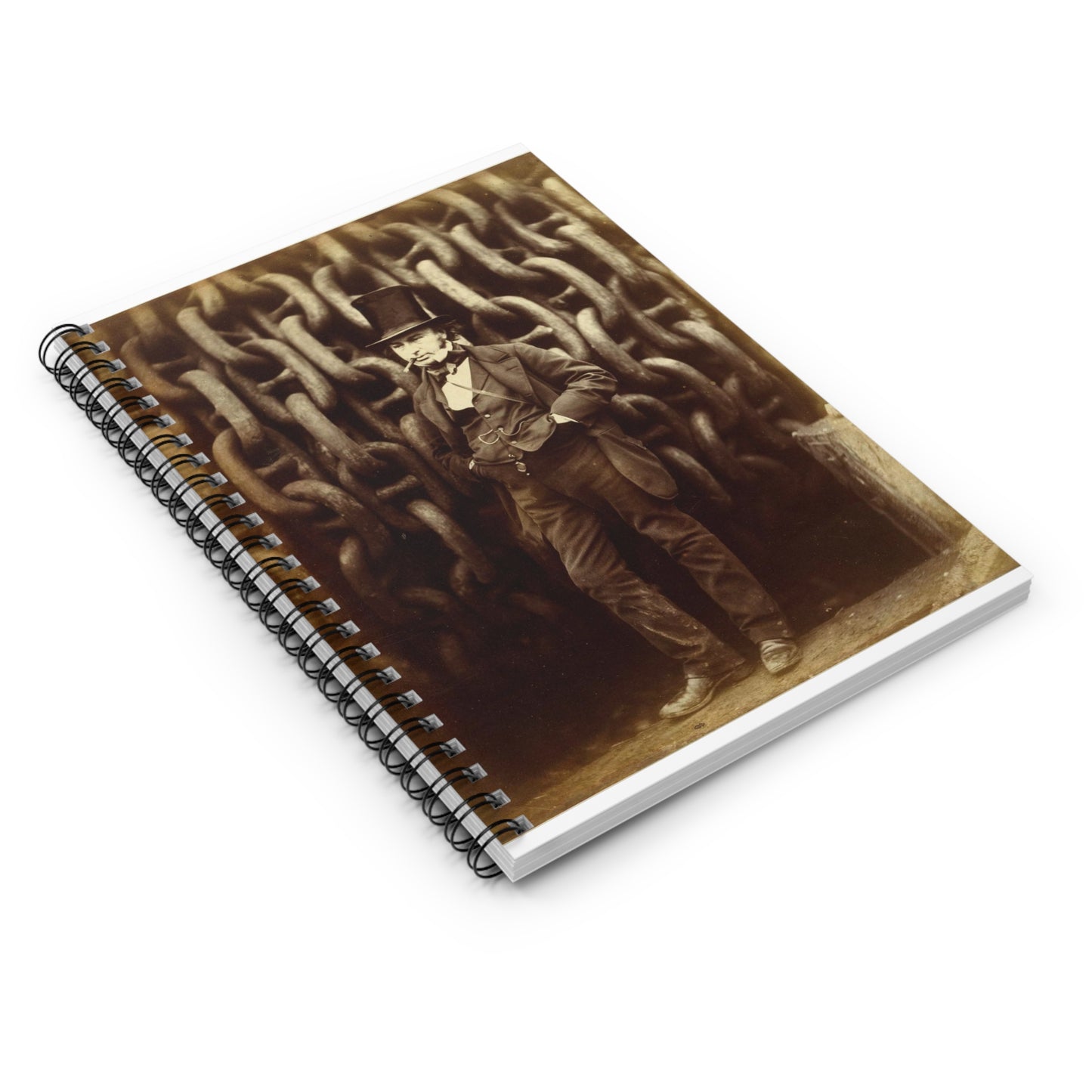 [Isambard Kingdom Brunel Standing Before the Launching Chains of the Great Eastern] Spiral Bound Ruled Notebook with Printed Cover