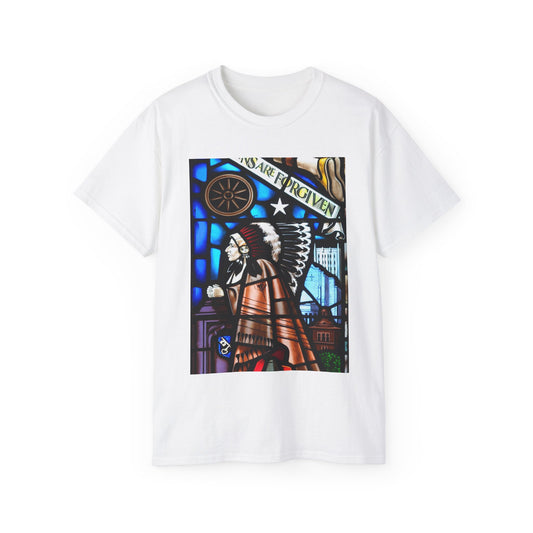 Stained glass window, Boston Avenue United Methodist Church, Tulsa, Oklahoma White T-Shirt Gildan 2000 Cotton Unisex