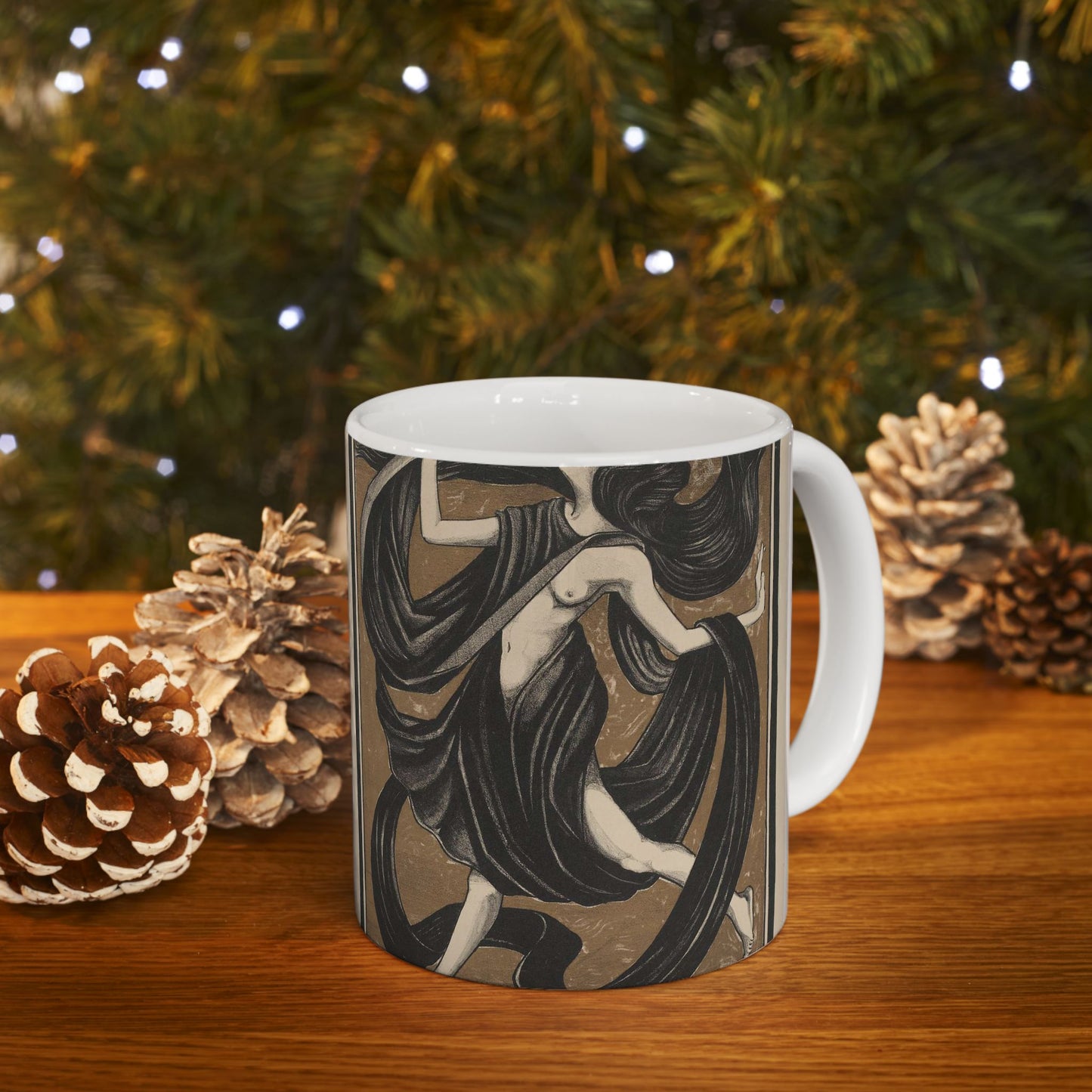 Danseres met draperieën - Drawing. Public domain image. Beautiful Novelty Ceramic Coffee Mug 11oz