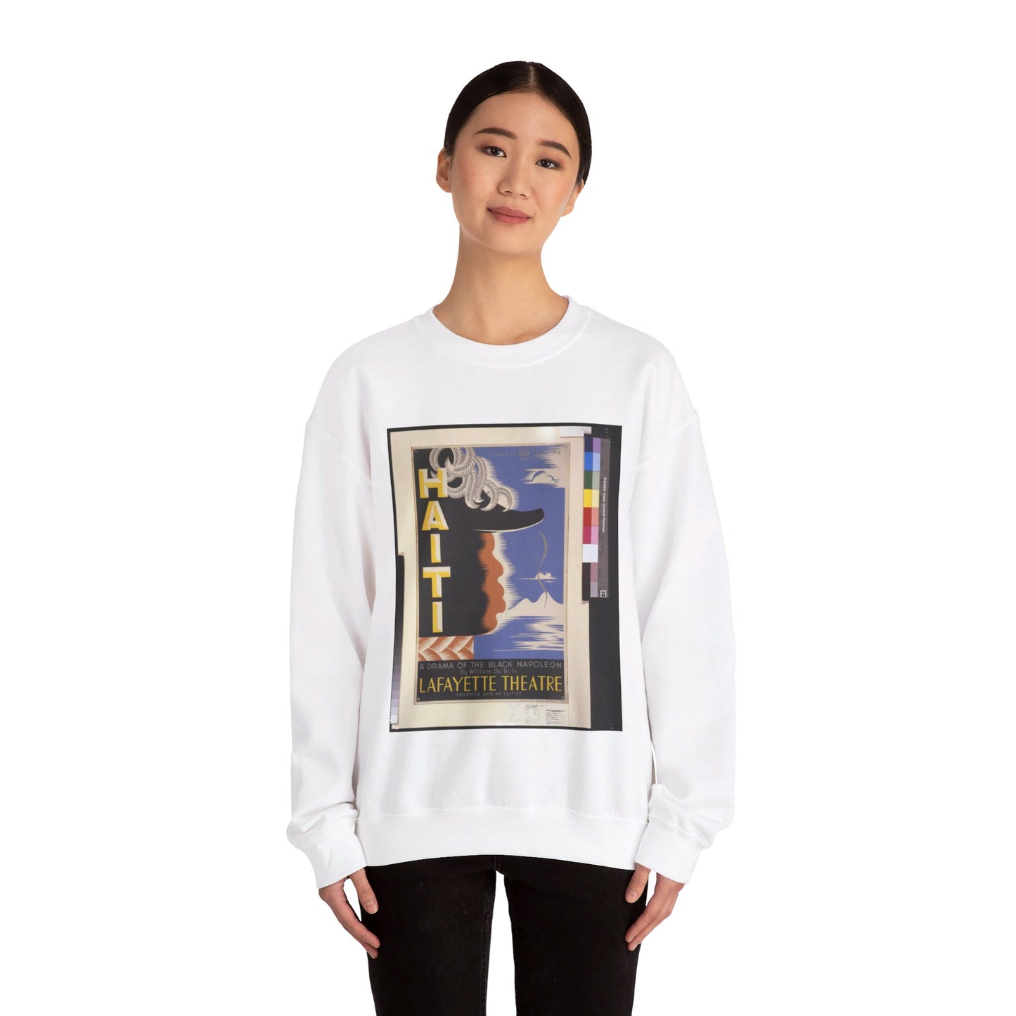 Haiti, a drama of the black Napoleon, by William Du Bois, Lafayette Theatre White Heavy Blend Adult Crew Neck SweatShirt