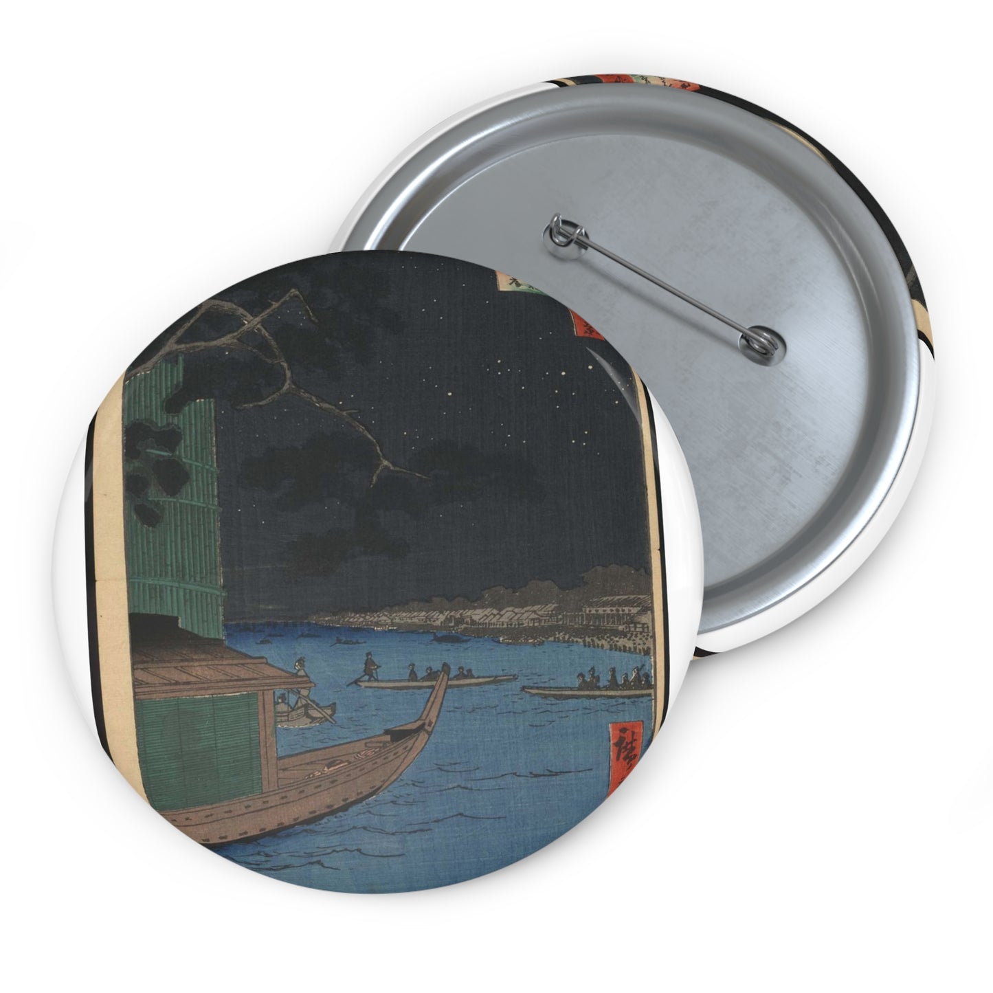 Gajō icchō, Andō Hiroshige - Public domain portrait drawing  Pin Buttons with Crisp Design