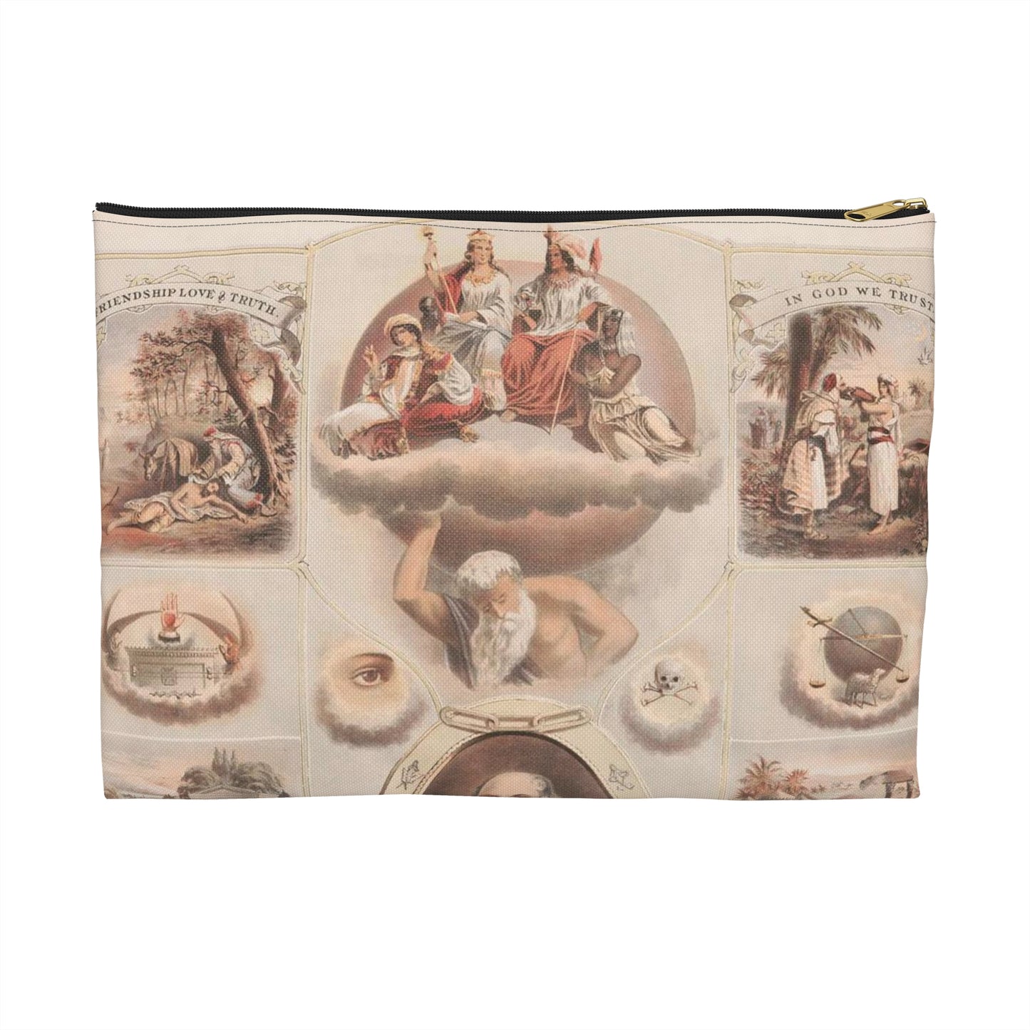 Odd fellowship - Print, Library of Congress collection Large Organizer Pouch with Black Zipper