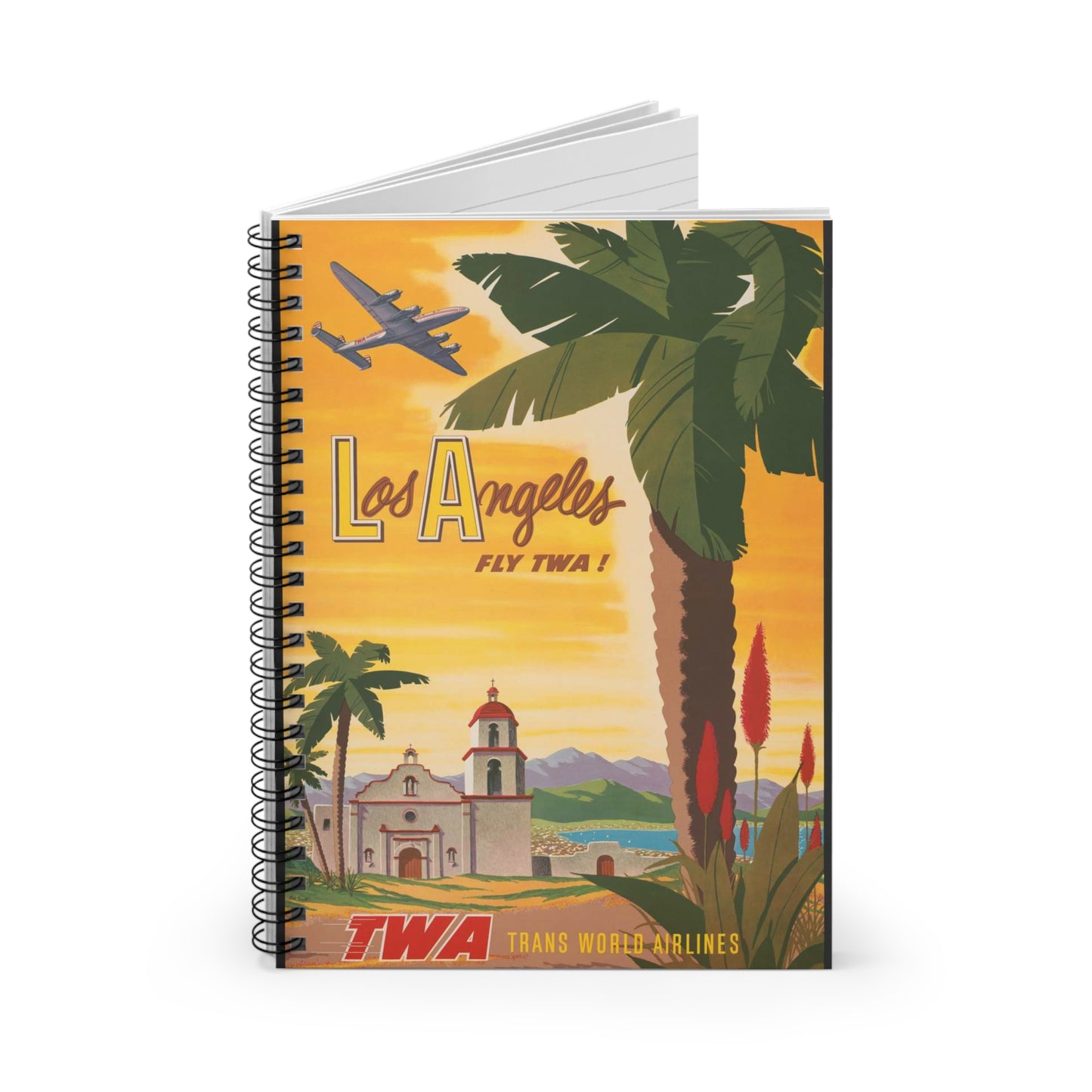 Los Angeles - fly TWA! Bob Smith Spiral Bound Ruled Notebook with Printed Cover